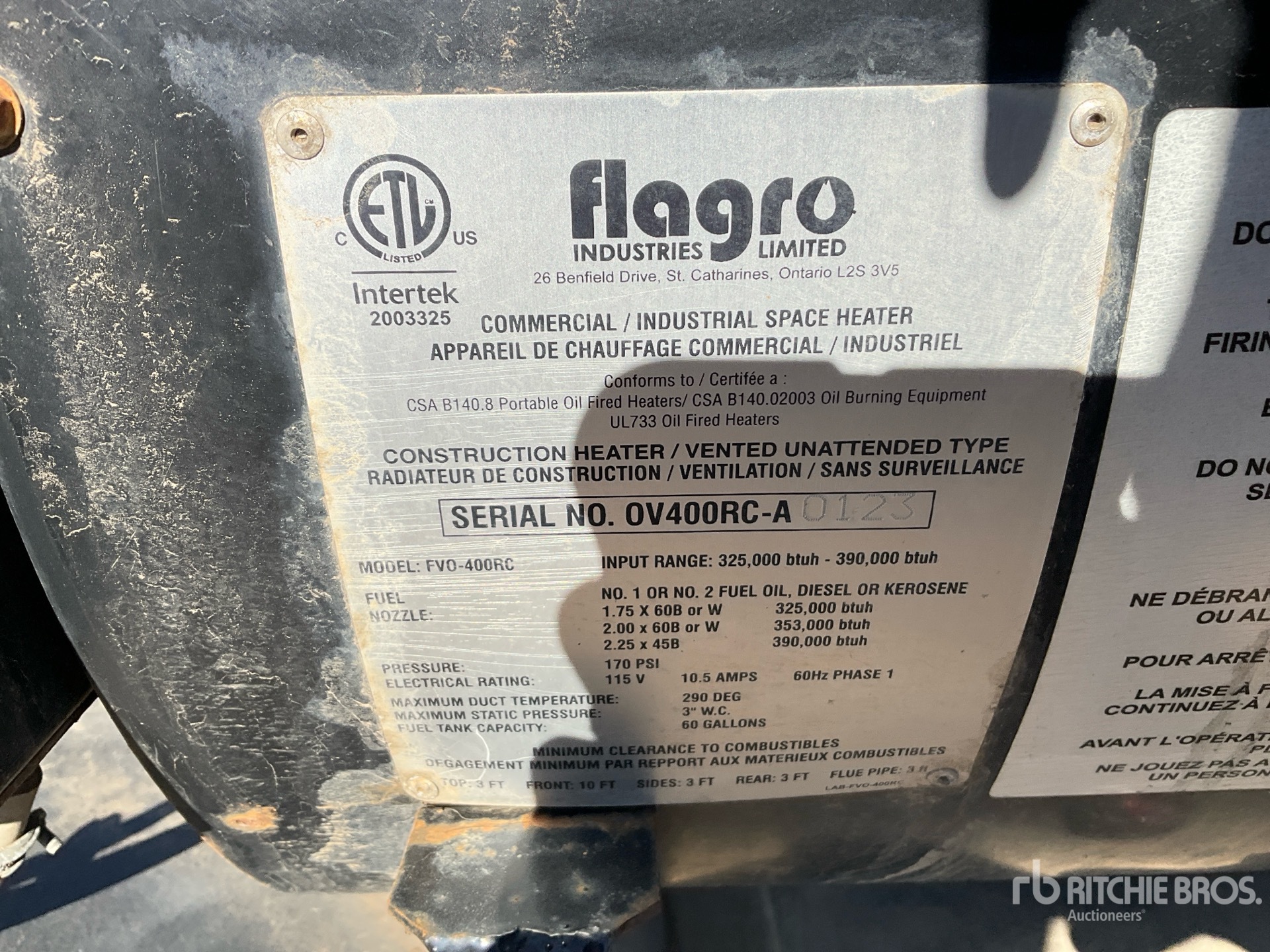 General Appearance with Serial Number / VIN