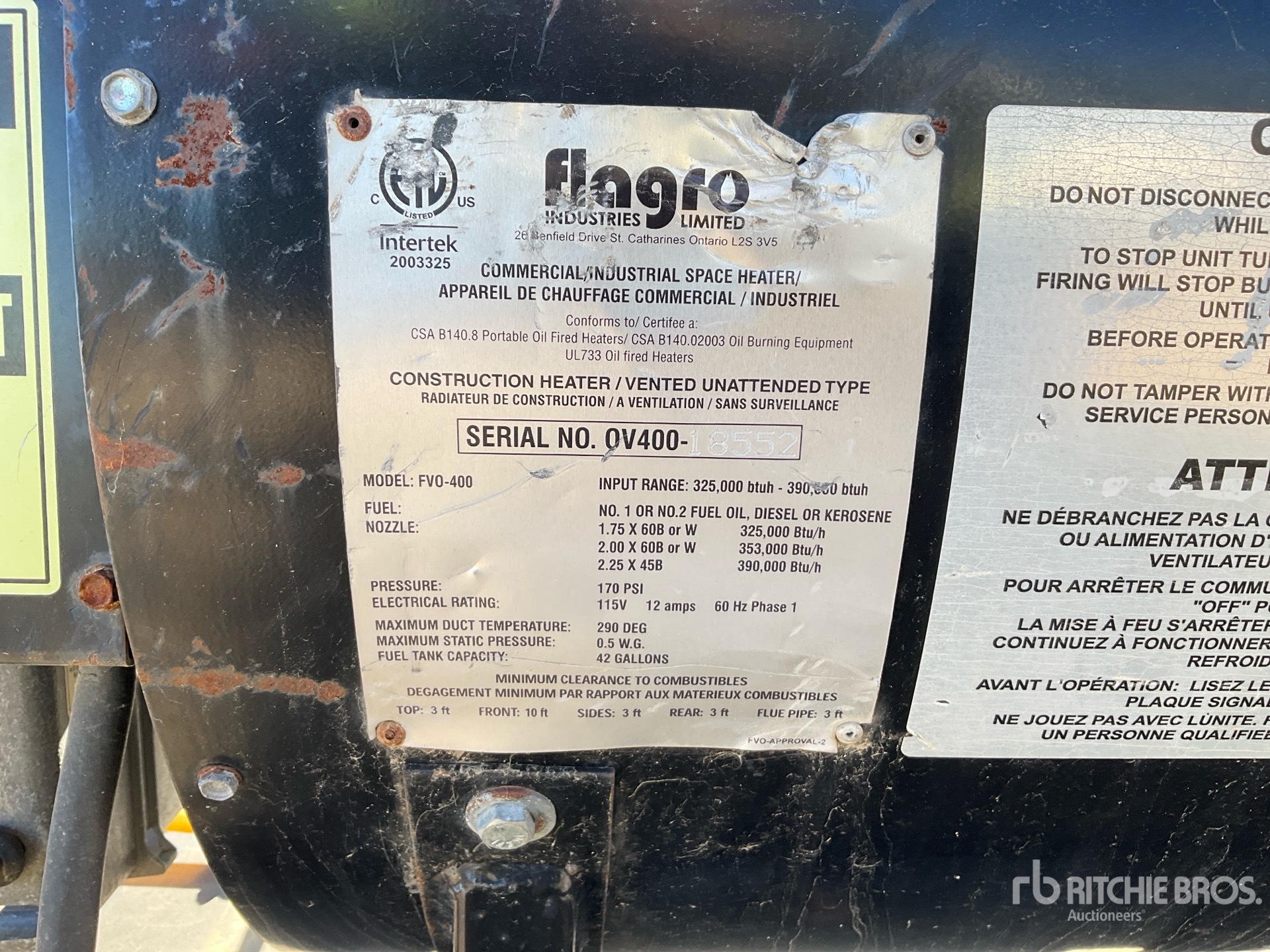 General Appearance with Serial Number / VIN