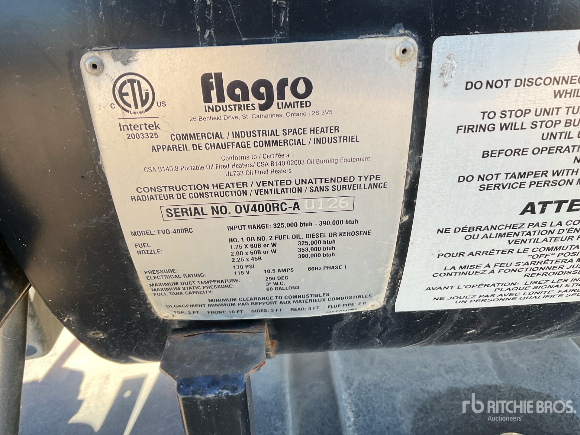 General Appearance with Serial Number / VIN