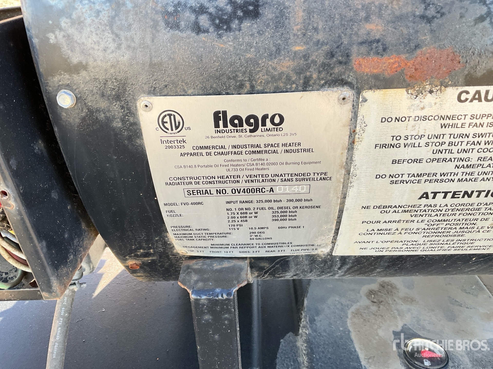 General Appearance with Serial Number / VIN