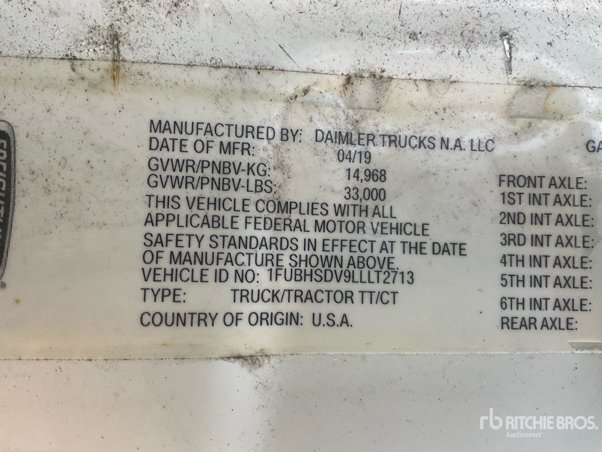 General Appearance with Serial Number / VIN