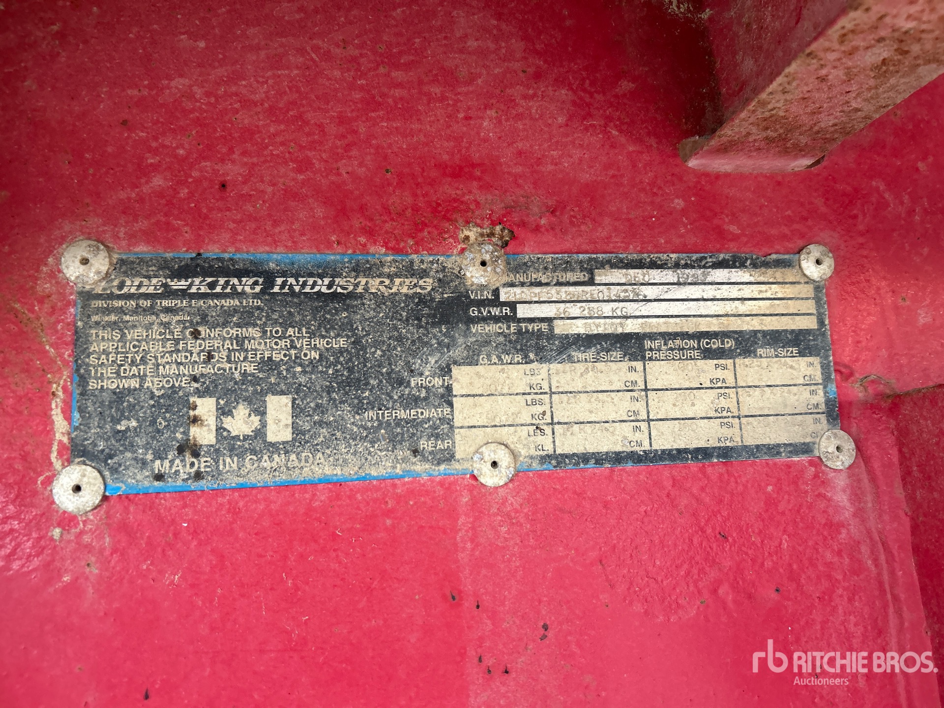 General Appearance with Serial Number / VIN
