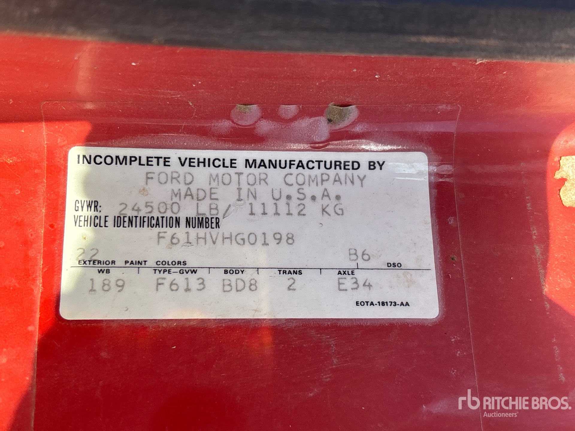 General Appearance with Serial Number / VIN