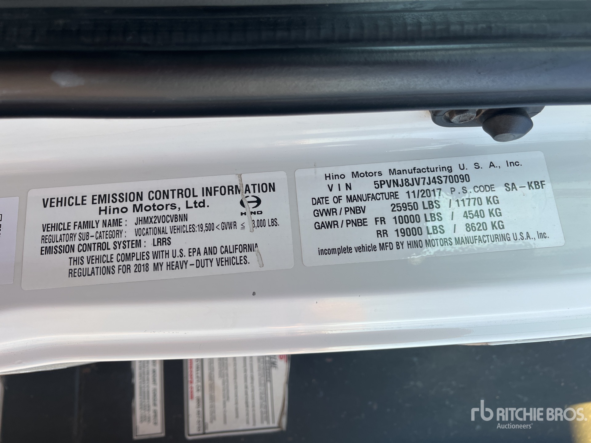 General Appearance with Serial Number / VIN