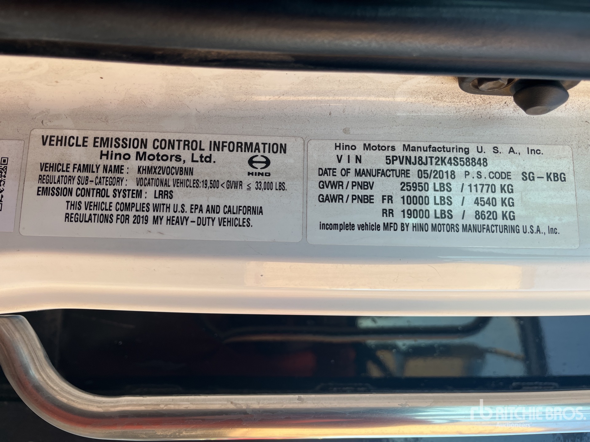 General Appearance with Serial Number / VIN