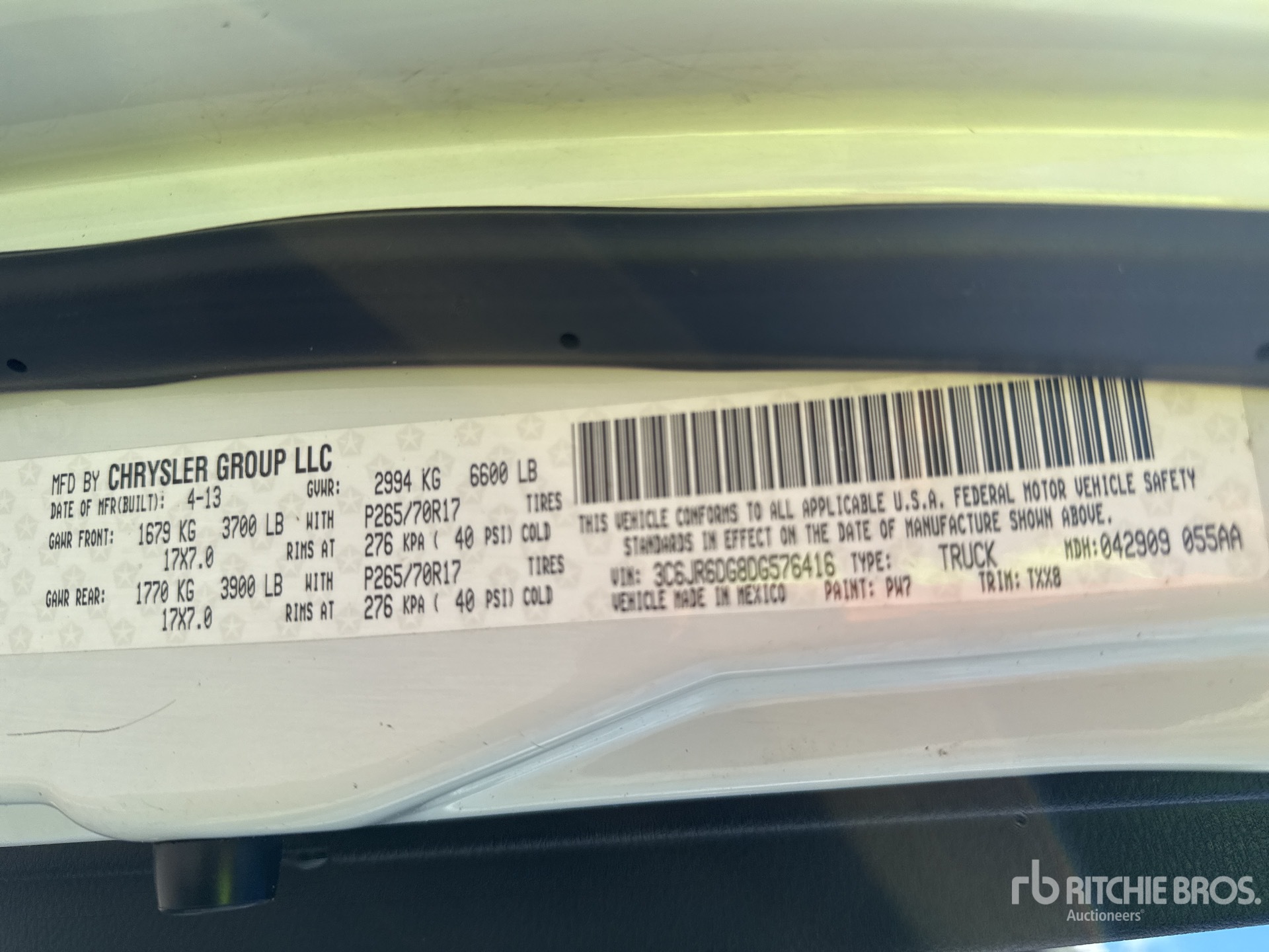 General Appearance with Serial Number / VIN