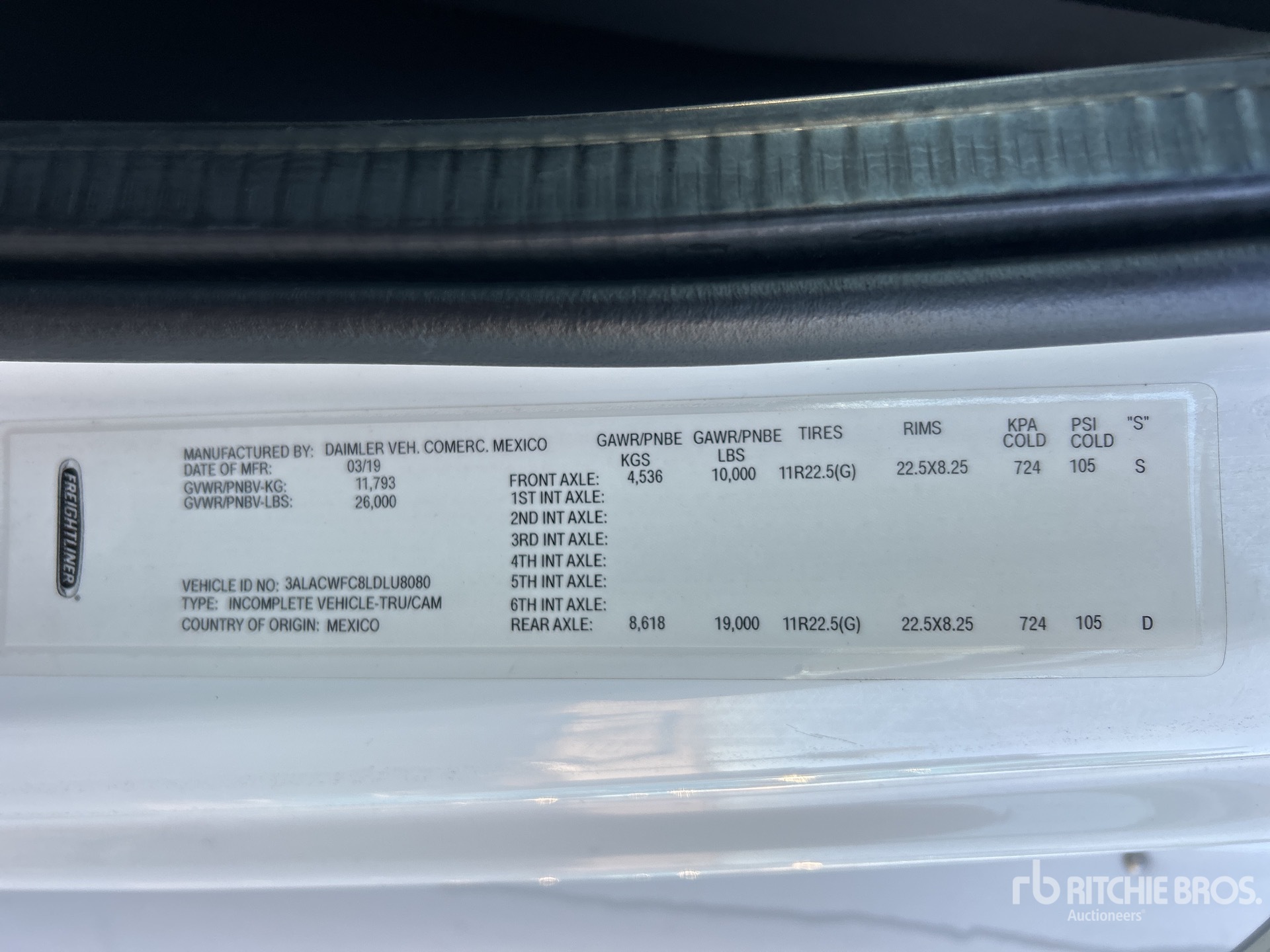 General Appearance with Serial Number / VIN