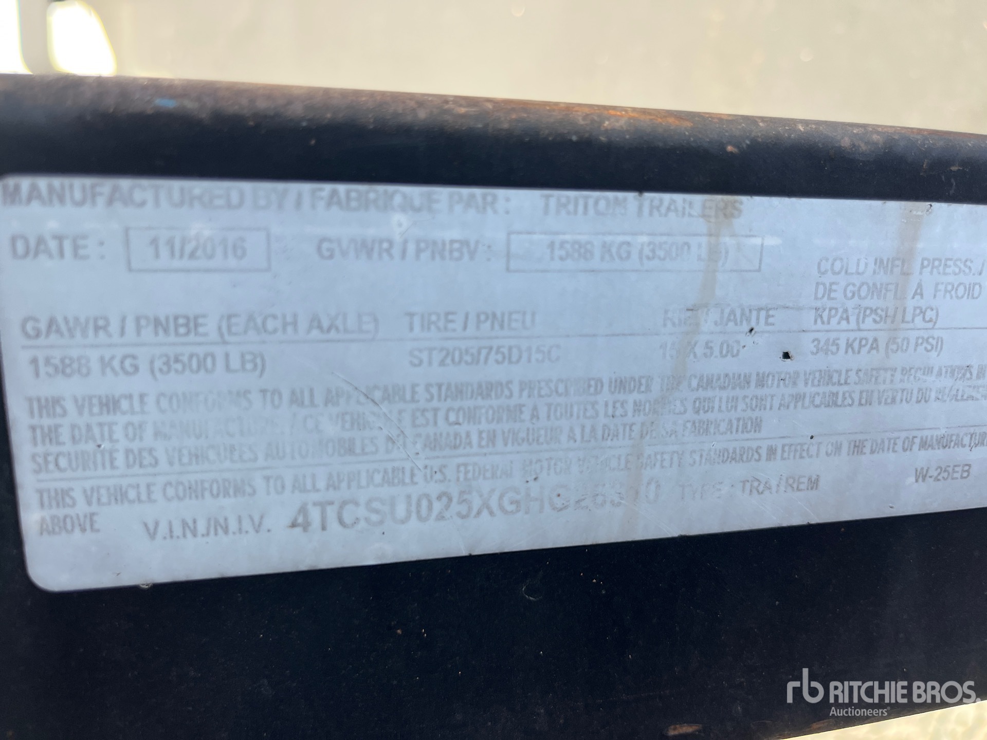 General Appearance with Serial Number / VIN