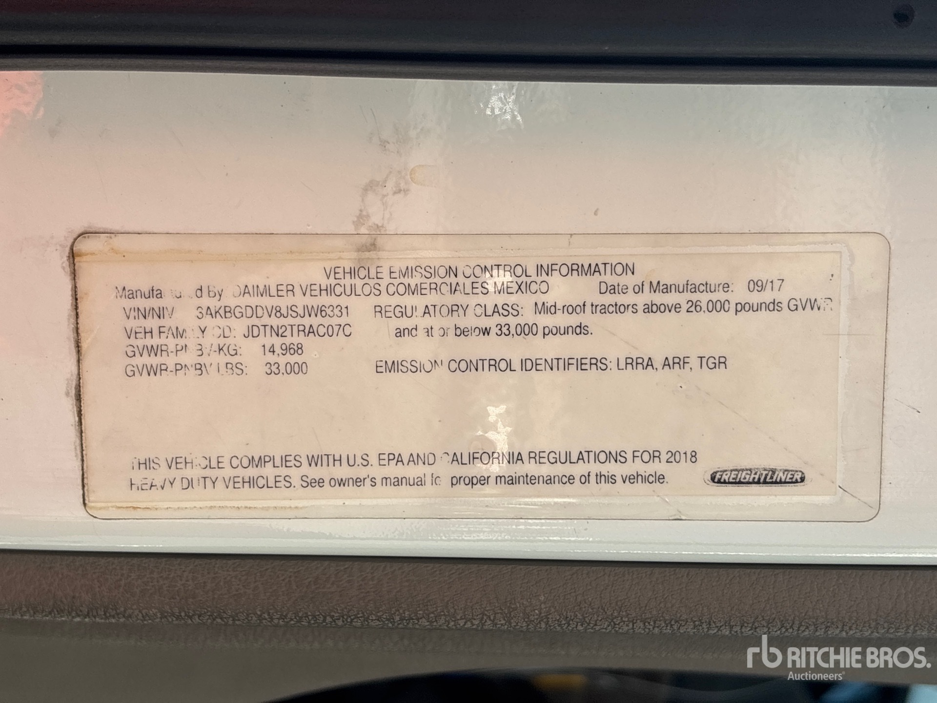 General Appearance with Serial Number / VIN