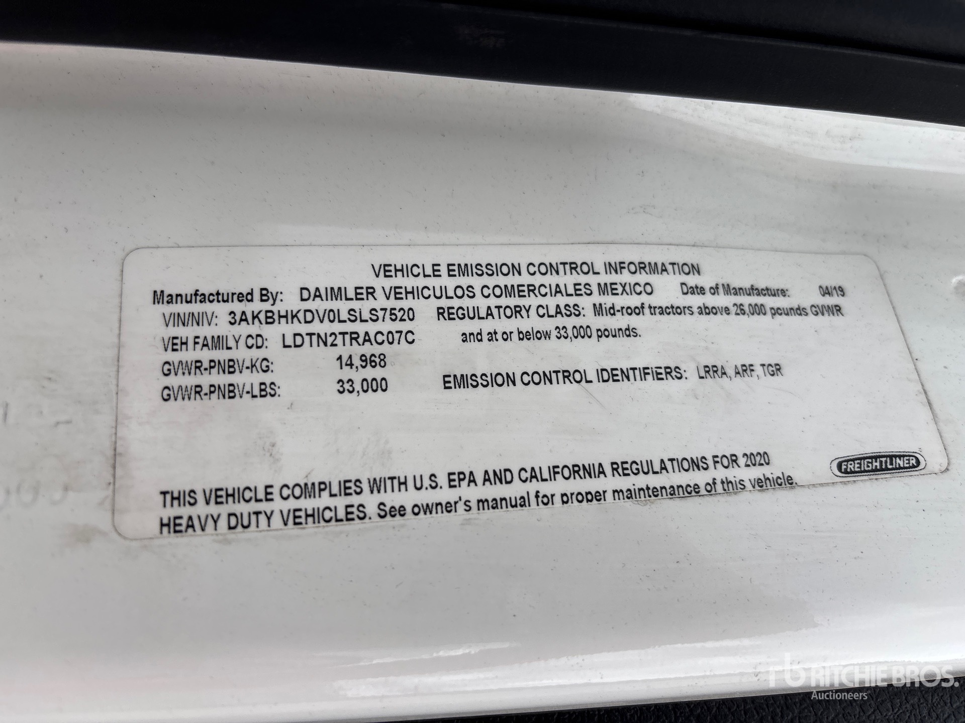 General Appearance with N.º de serie/VIN