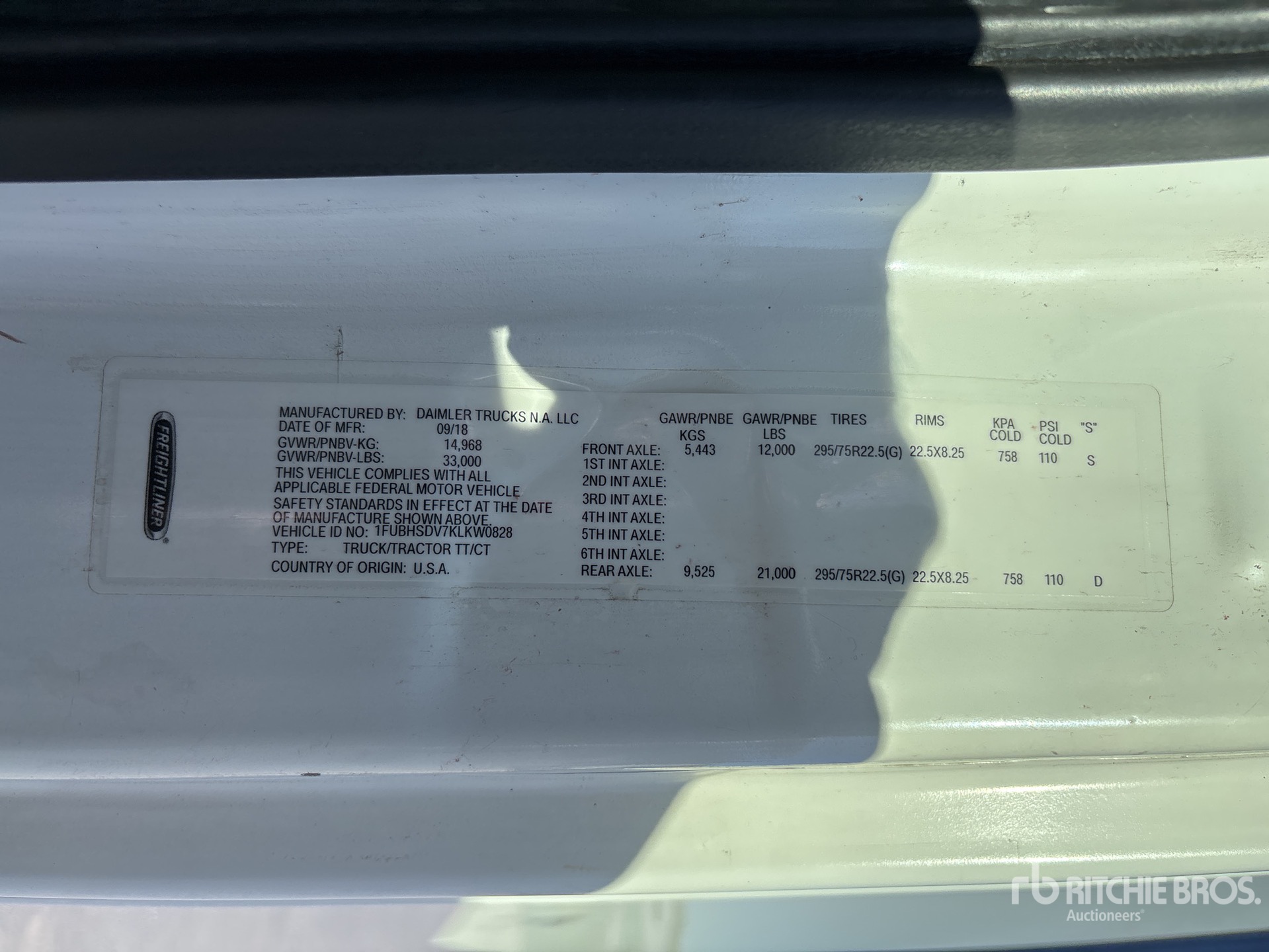 General Appearance with Serial Number / VIN