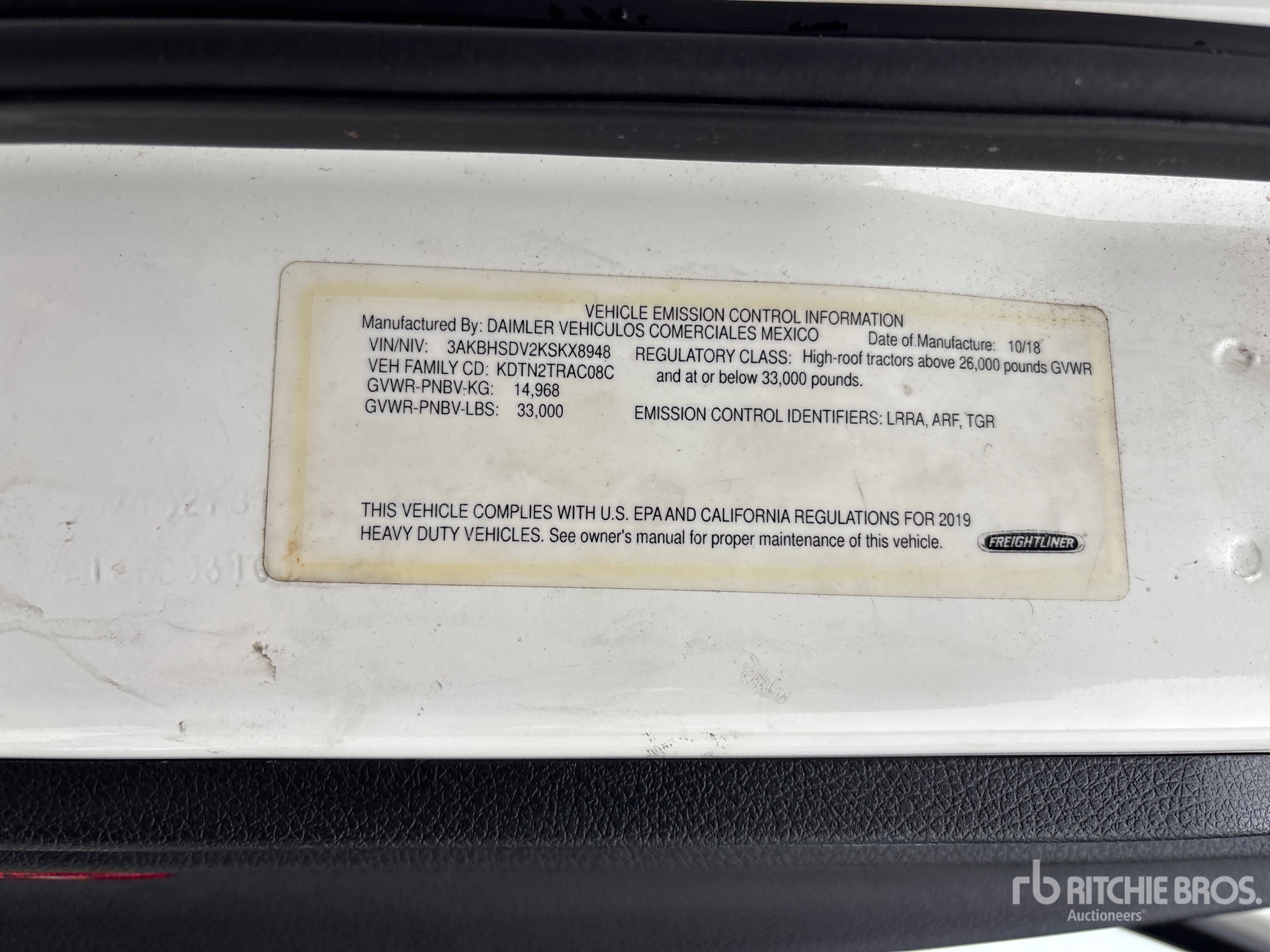 General Appearance with Serial Number / VIN