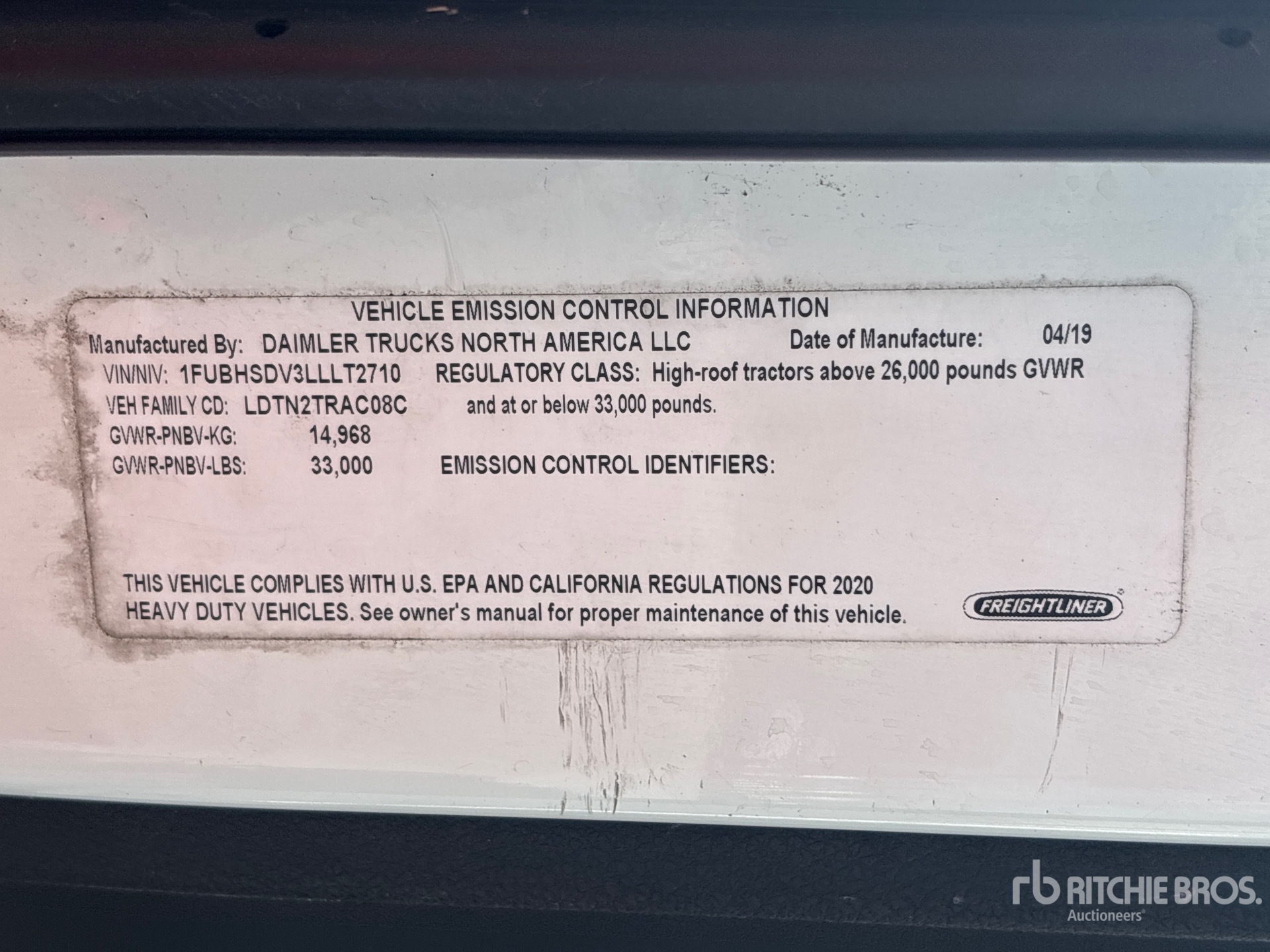 General Appearance with Serial Number / VIN