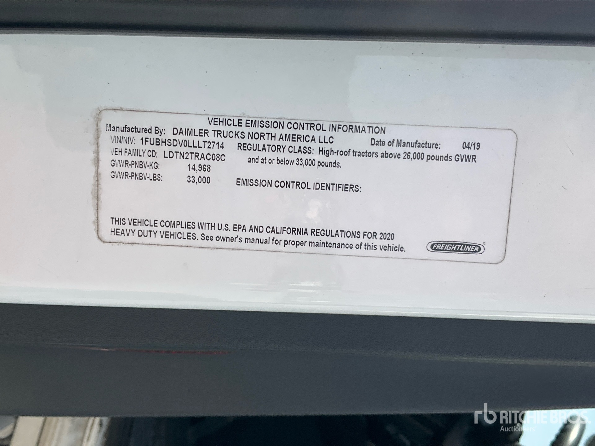 General Appearance with Serial Number / VIN