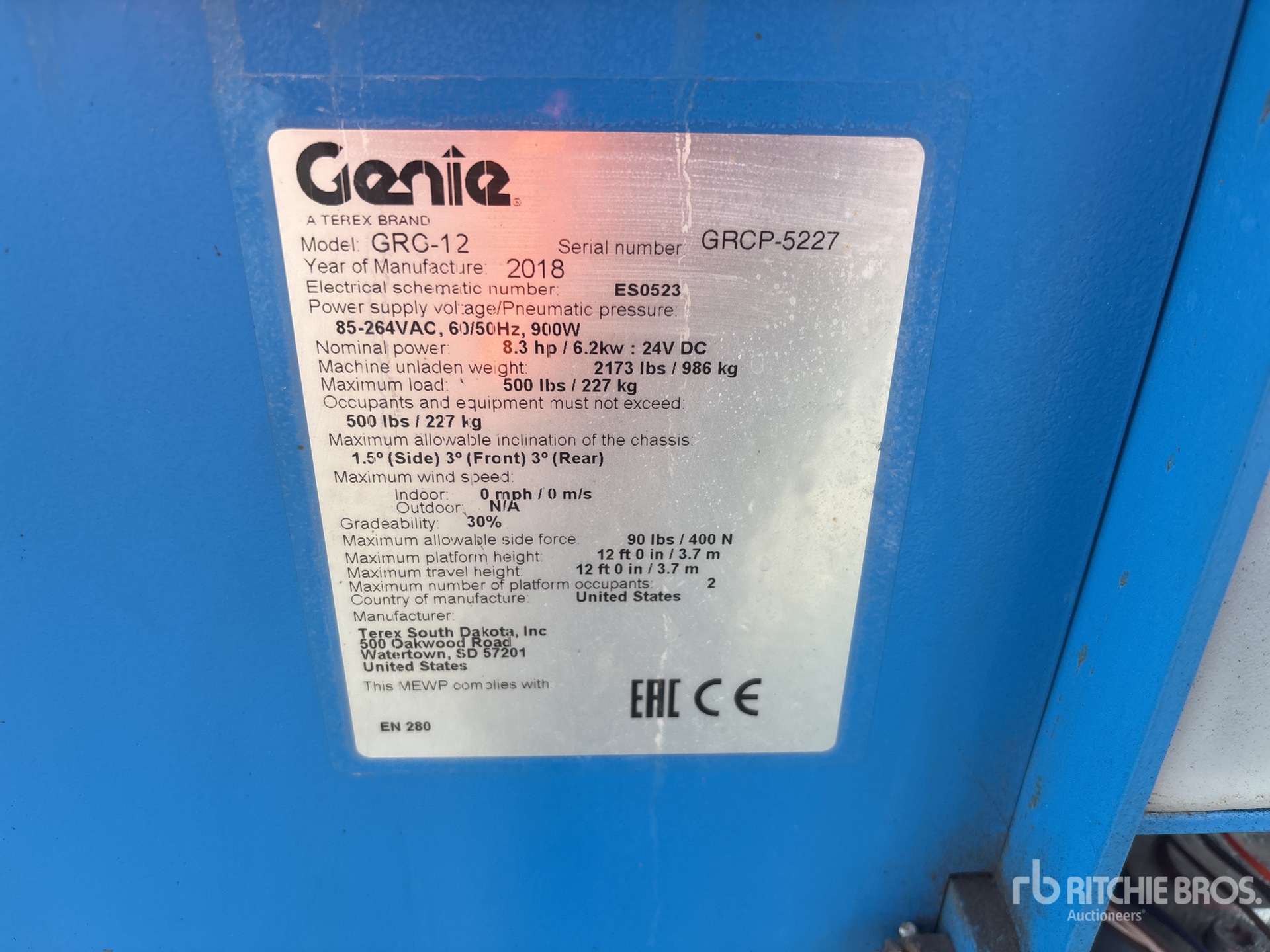 General Appearance with Serial Number / VIN