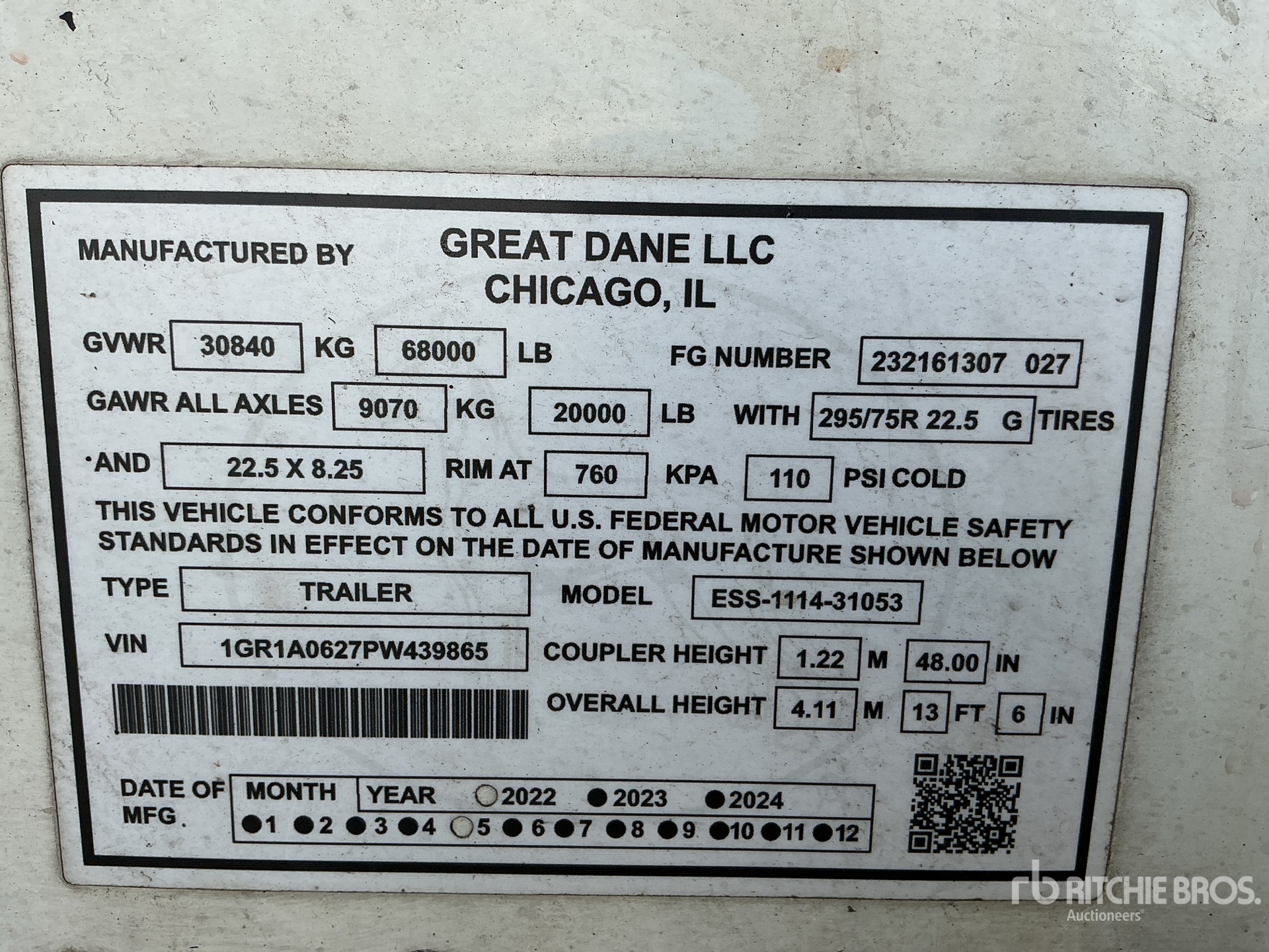 General Appearance with Serial Number / VIN