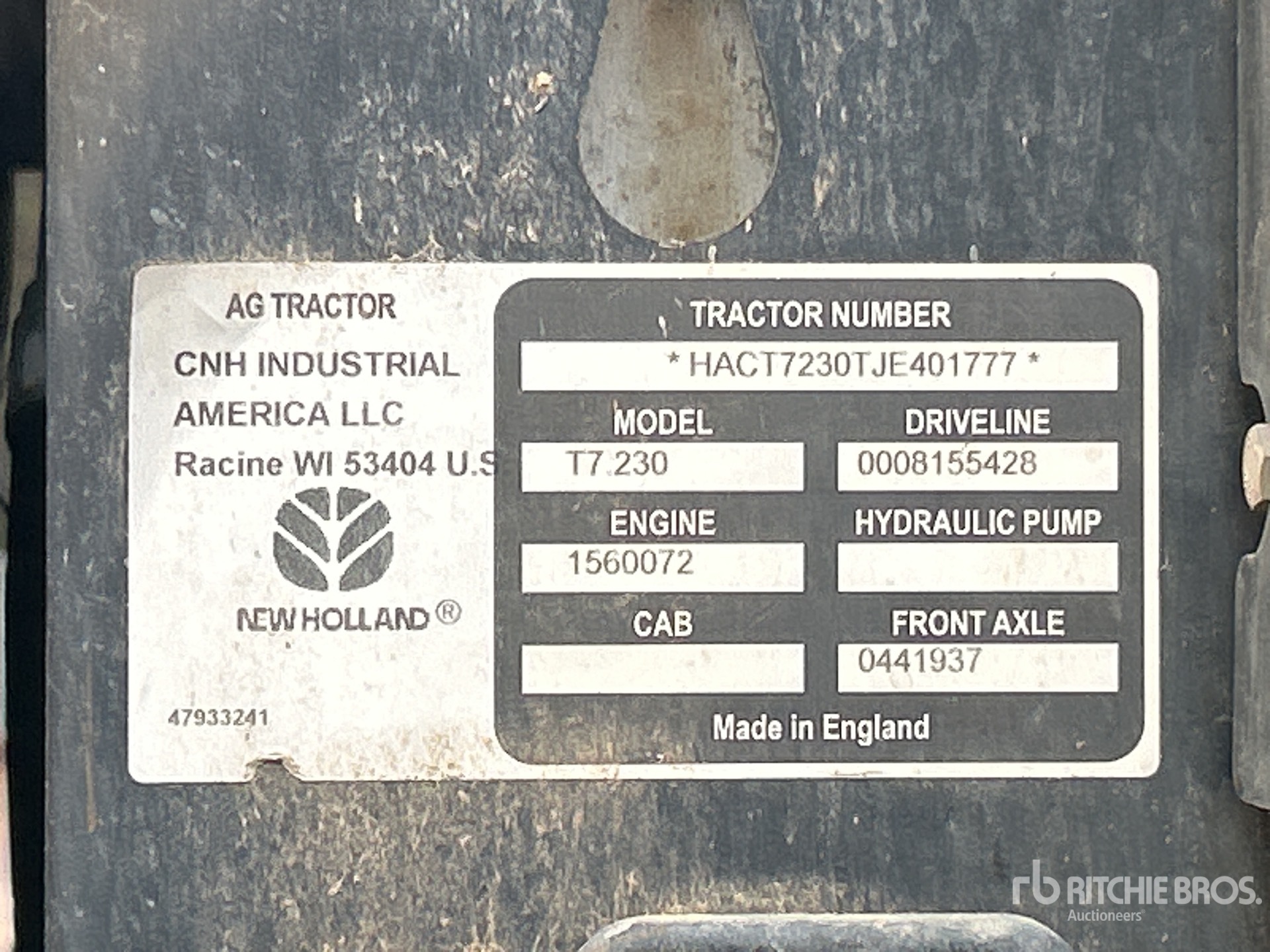 General Appearance with Serial Number / VIN