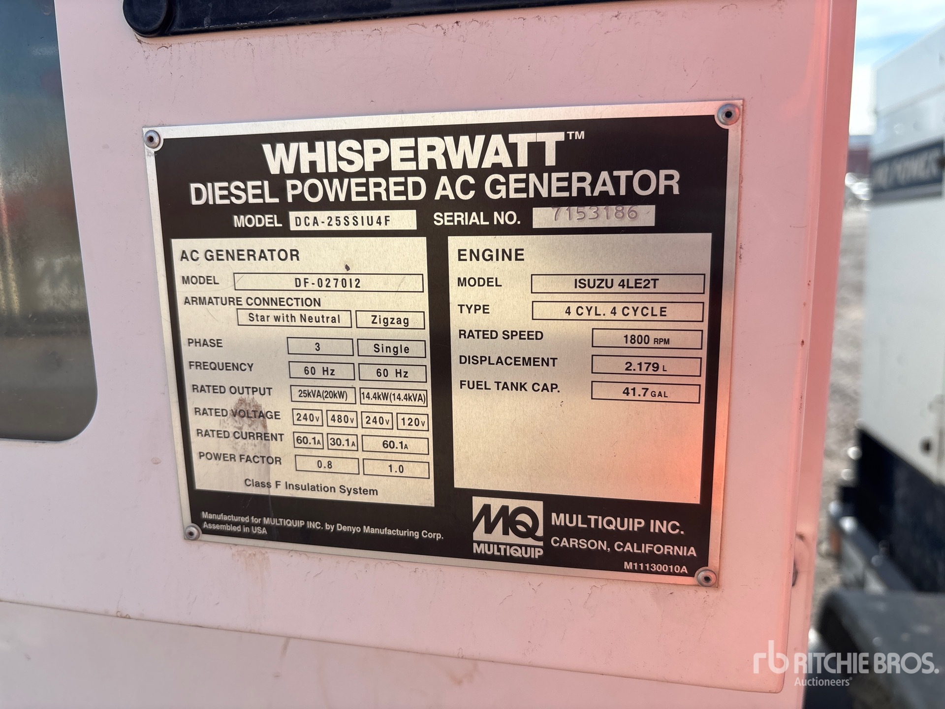 General Appearance with Unit Serial Number