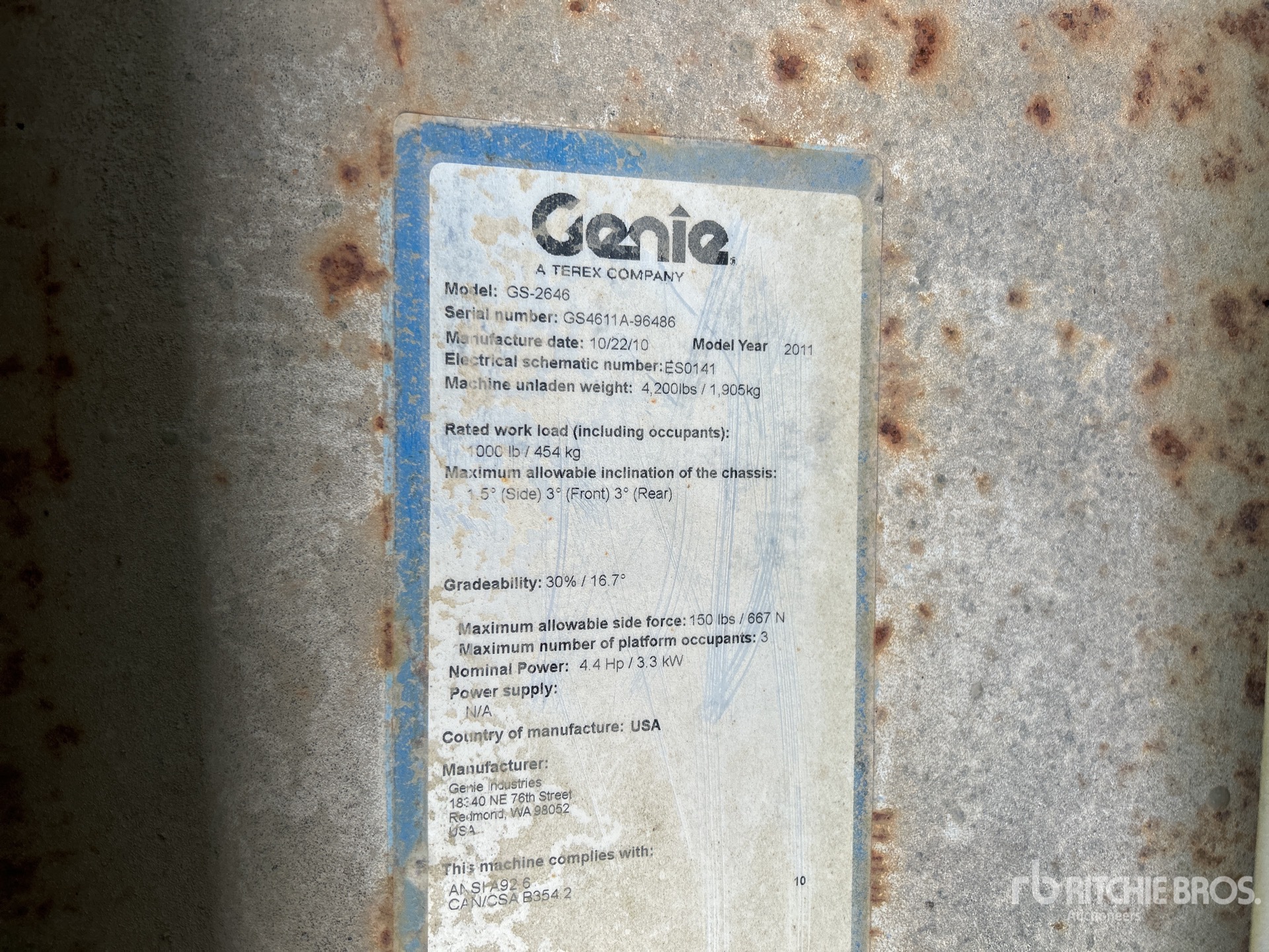 General Appearance with Serial Number / VIN
