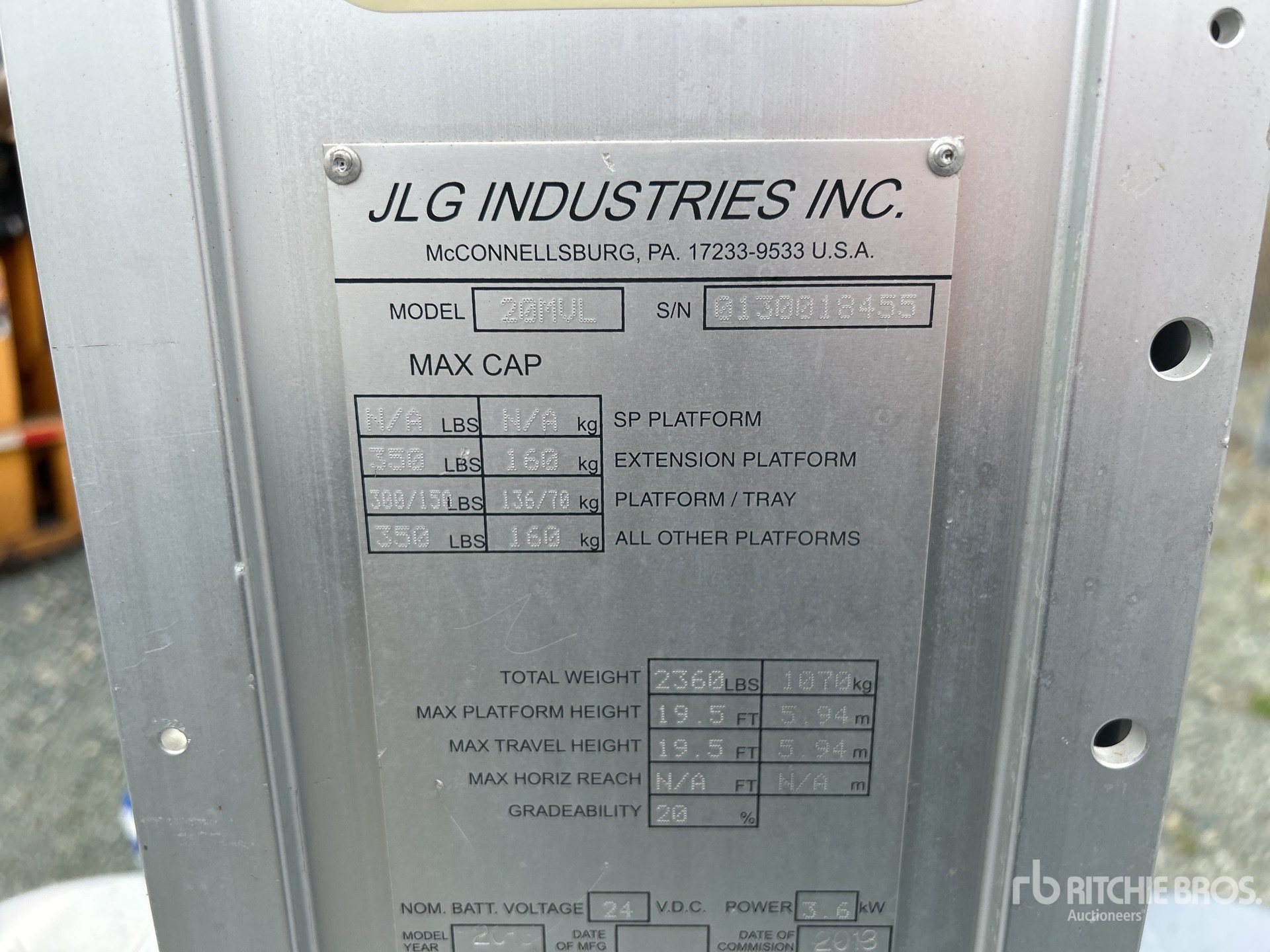 General Appearance with Serial Number / VIN