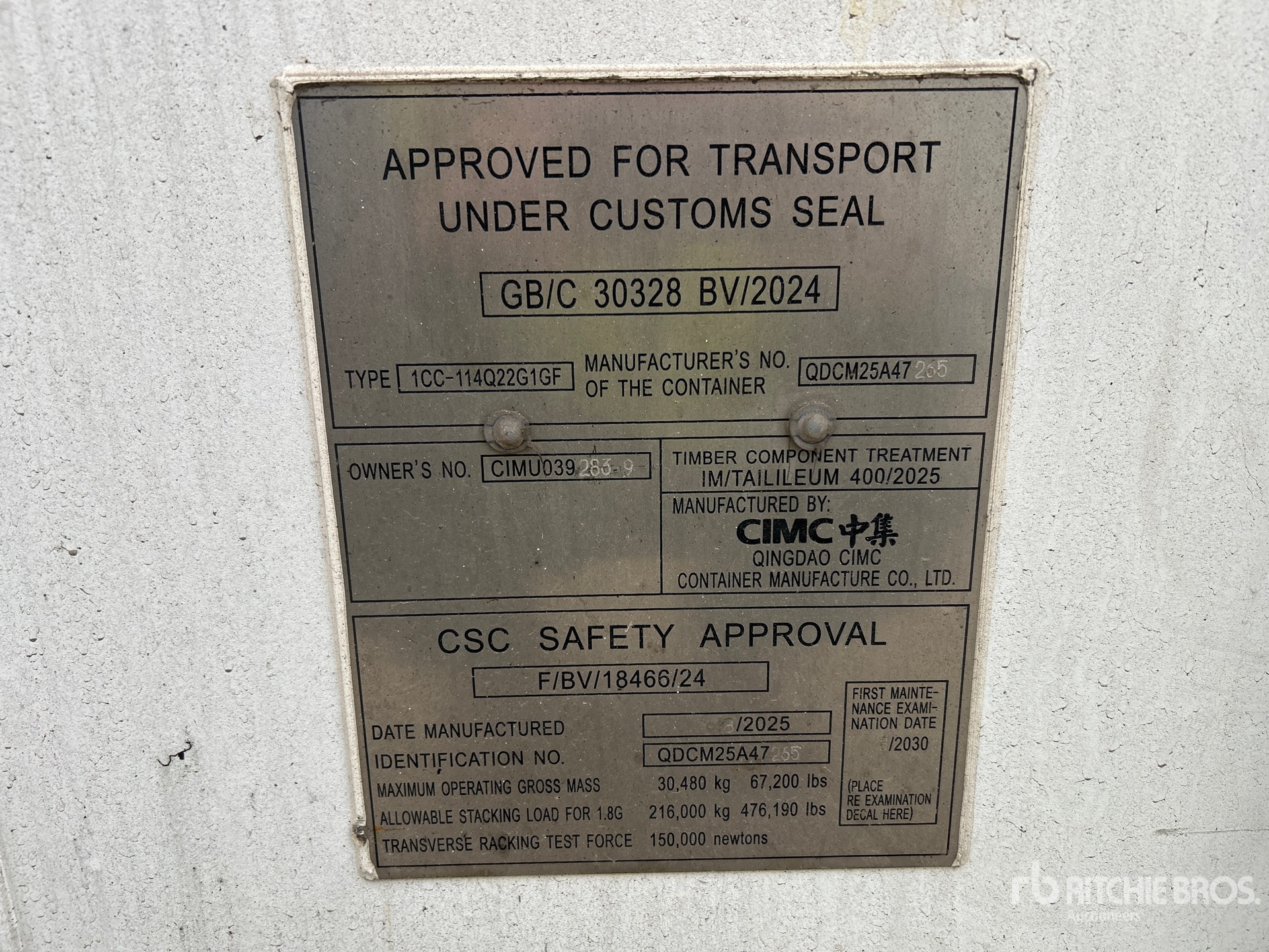 General Appearance with Serial Number / VIN