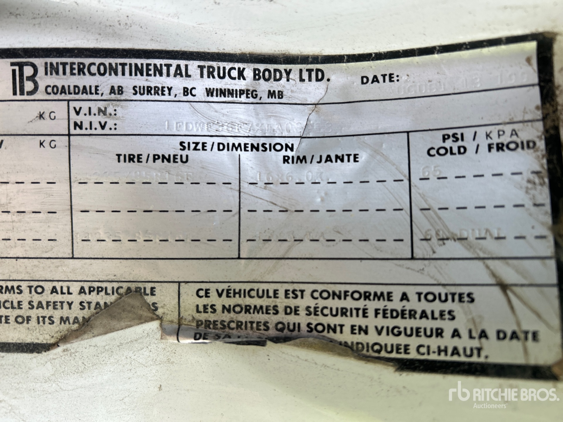 General Appearance with Serial Number / VIN