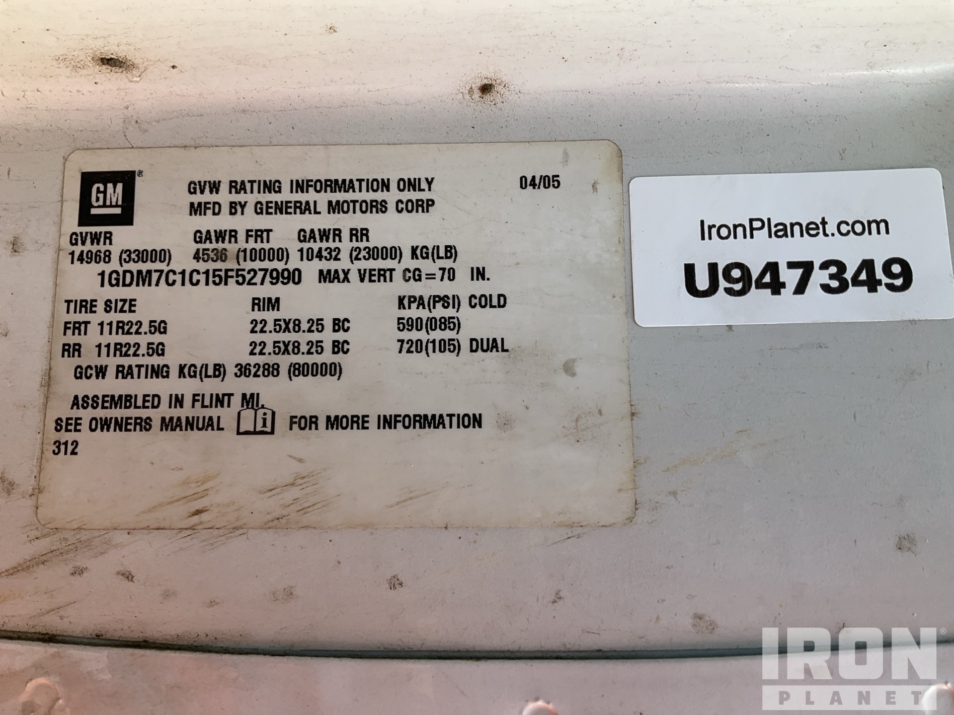 General Appearance with Serial Number / VIN