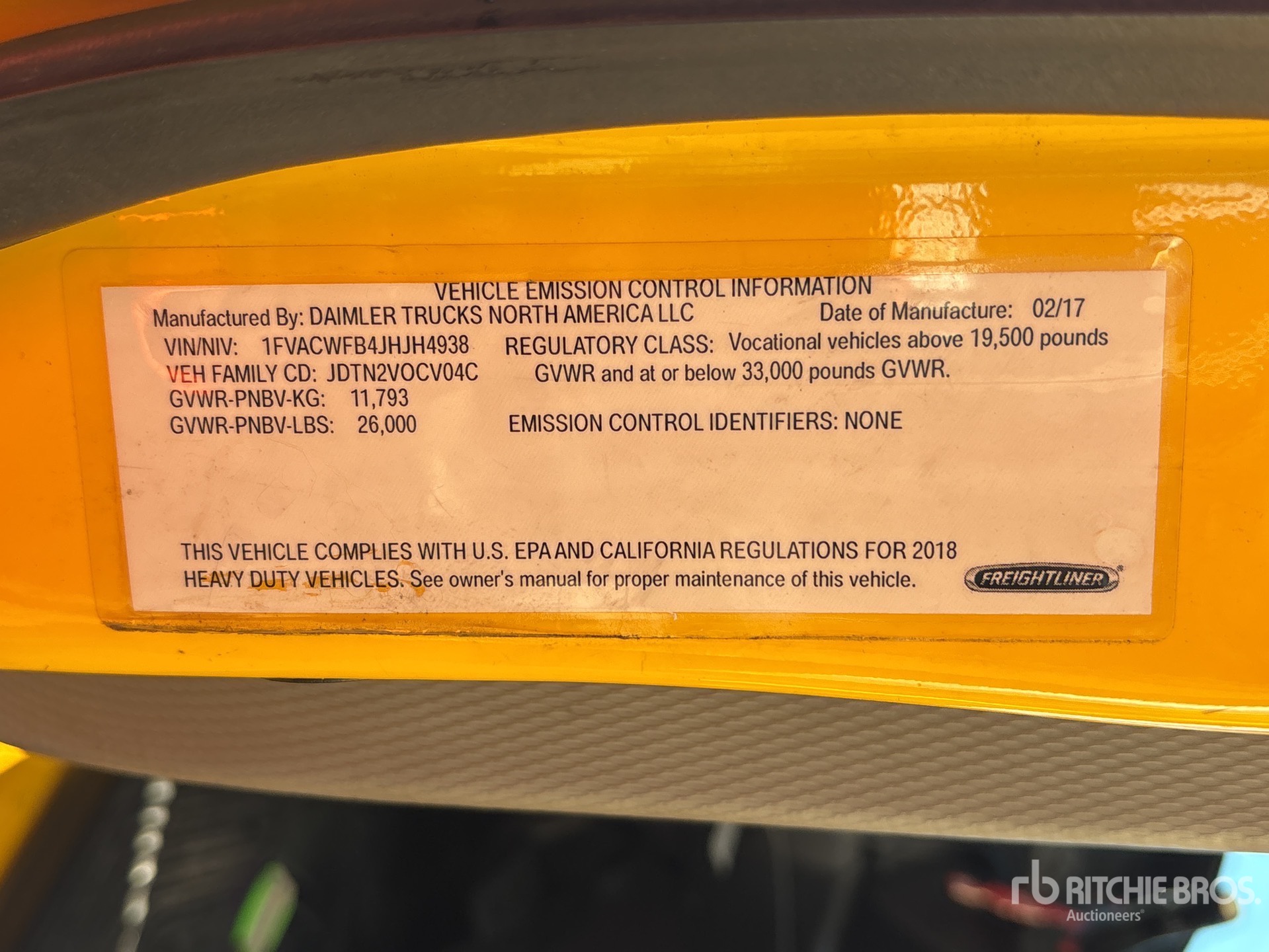 General Appearance with Serial Number / VIN