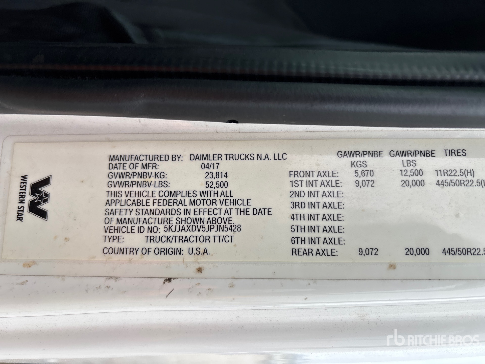 General Appearance with Serial Number / VIN