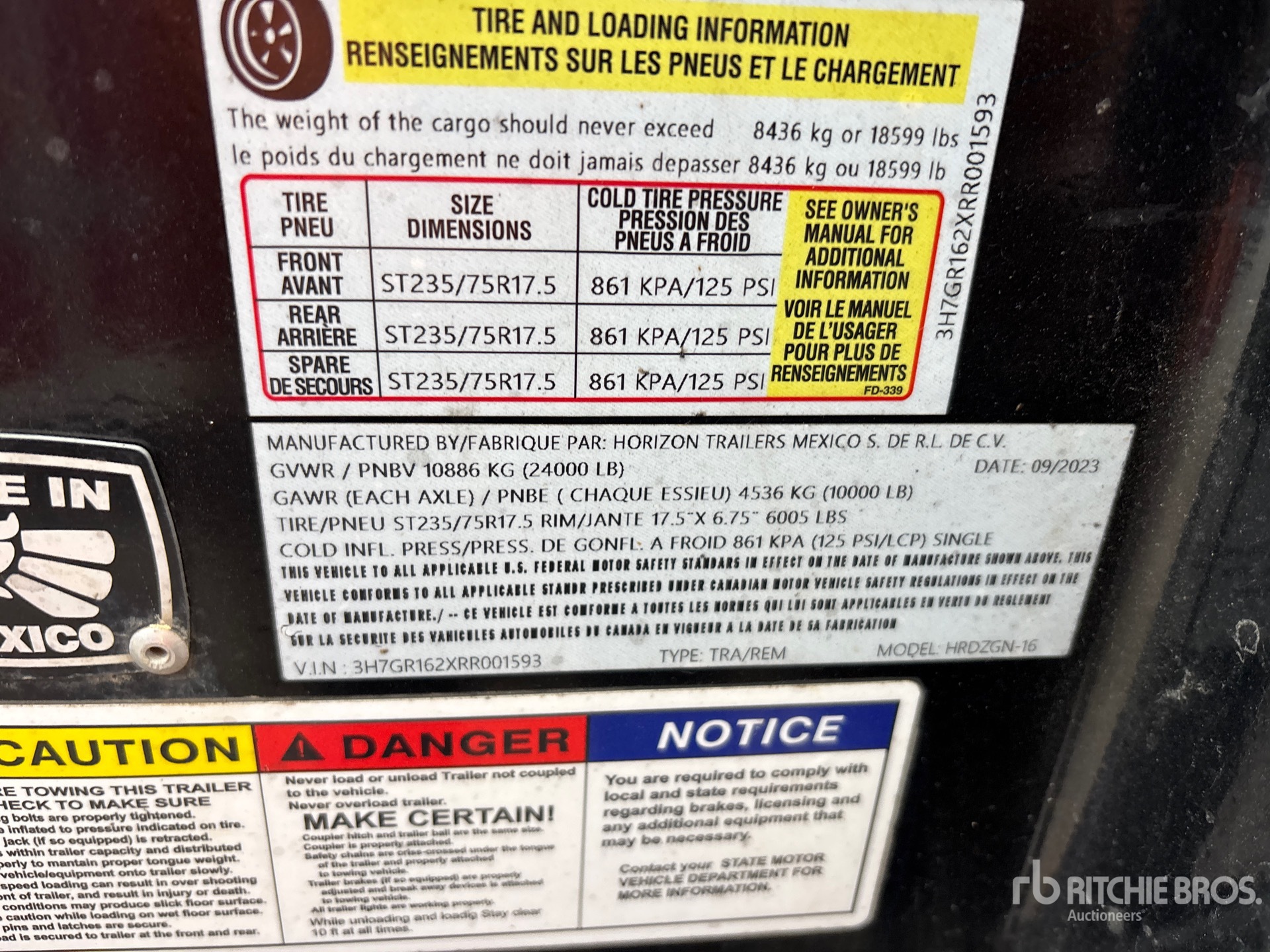 General Appearance with Serial Number / VIN