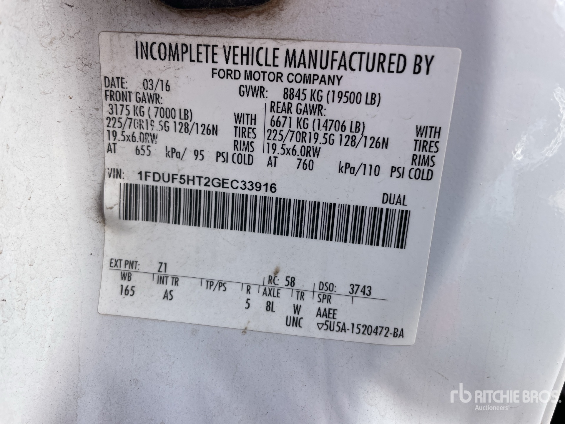 General Appearance with Serial Number / VIN