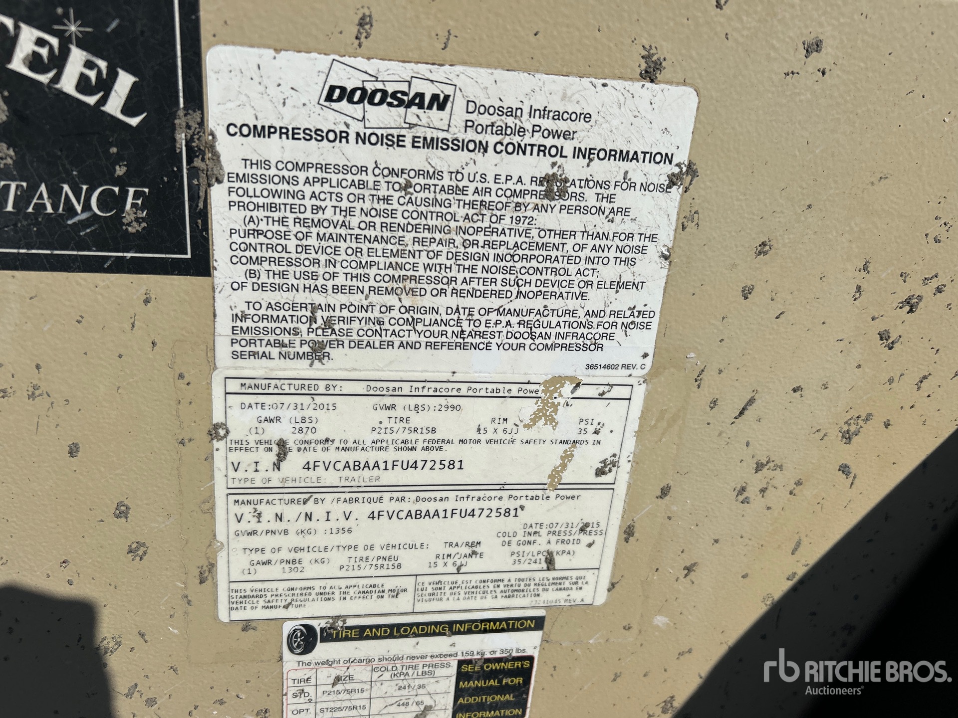 General Appearance with Serial Number / VIN