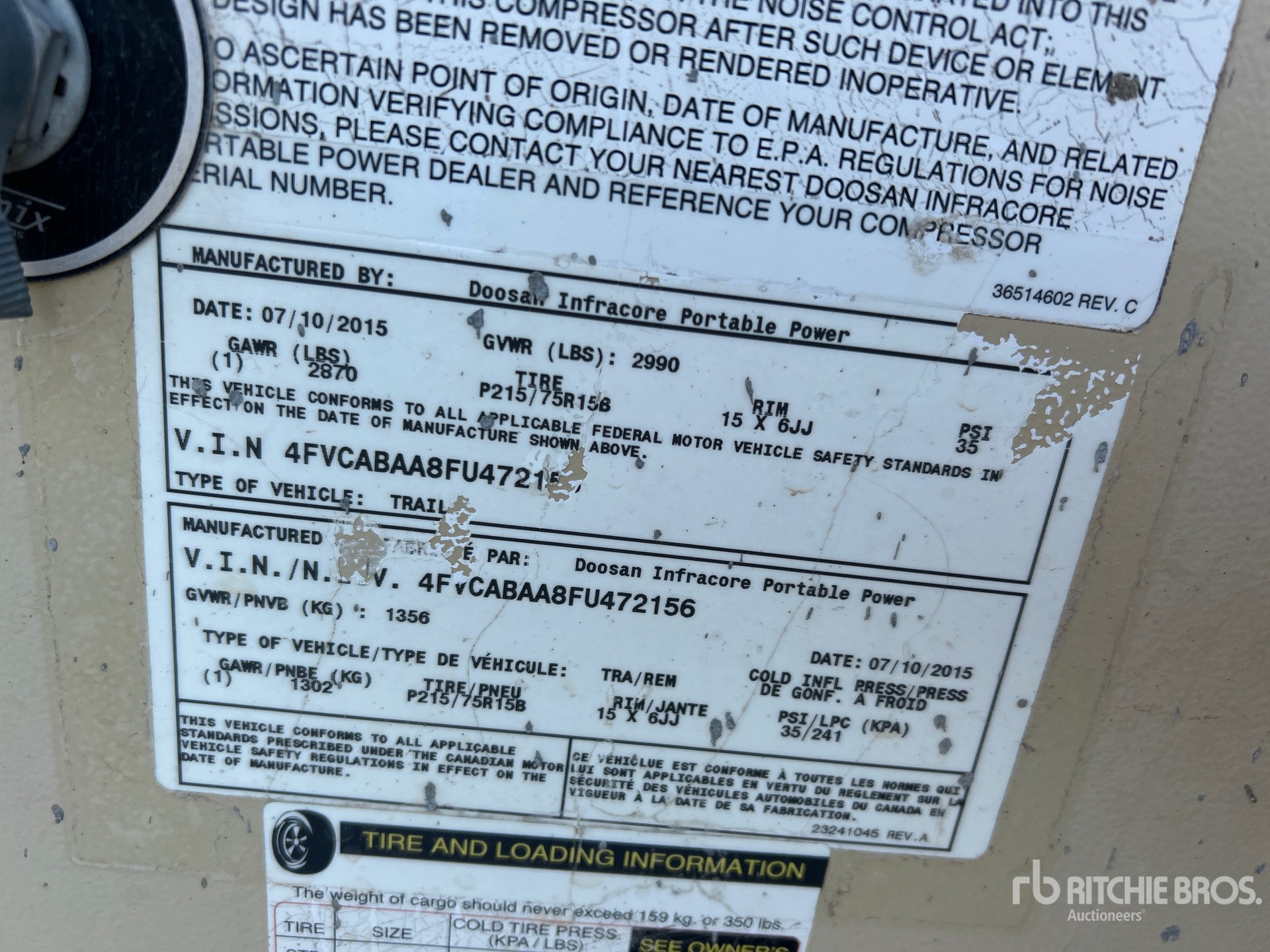 General Appearance with Serial Number / VIN