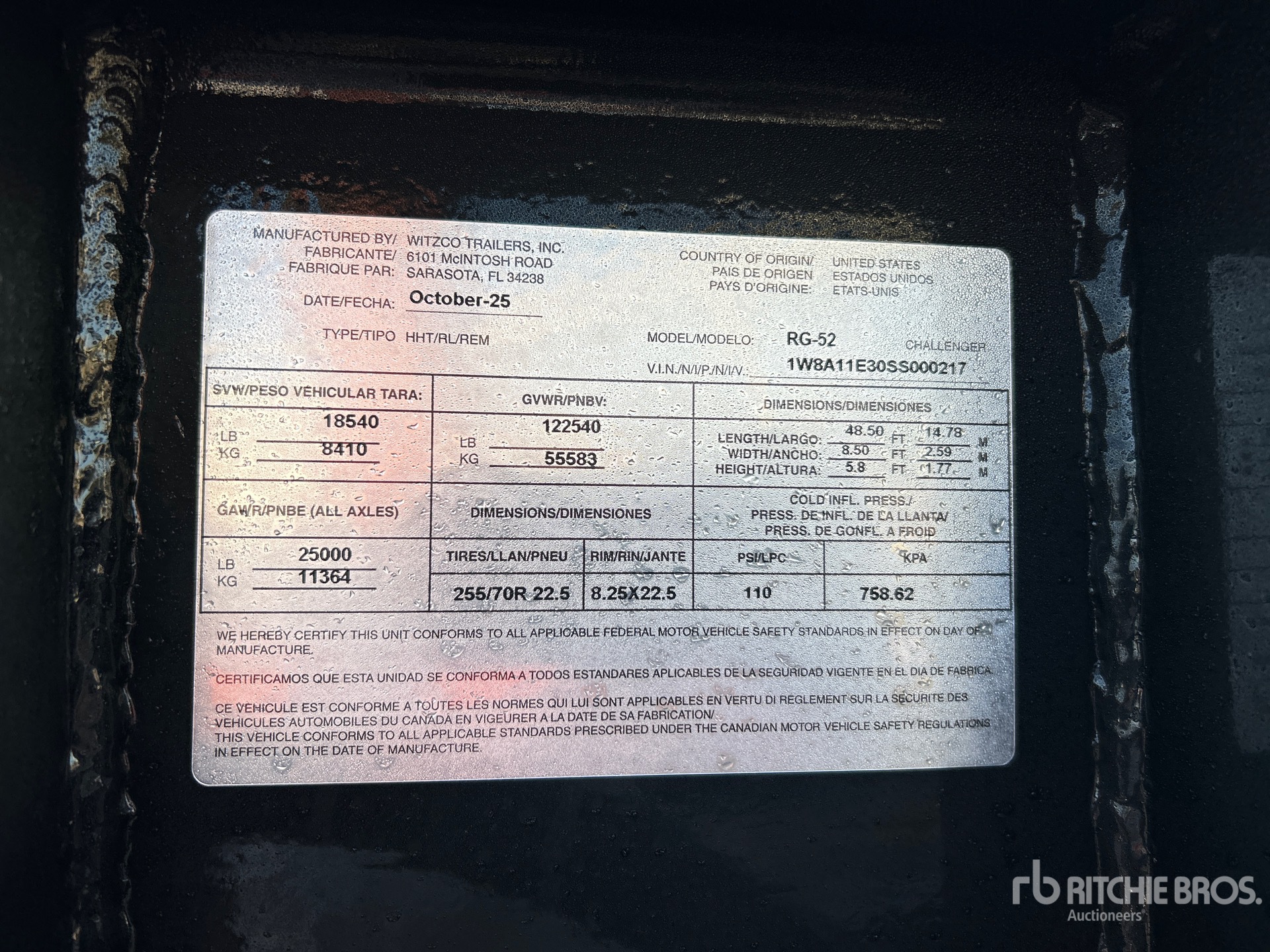 General Appearance with Serial Number / VIN