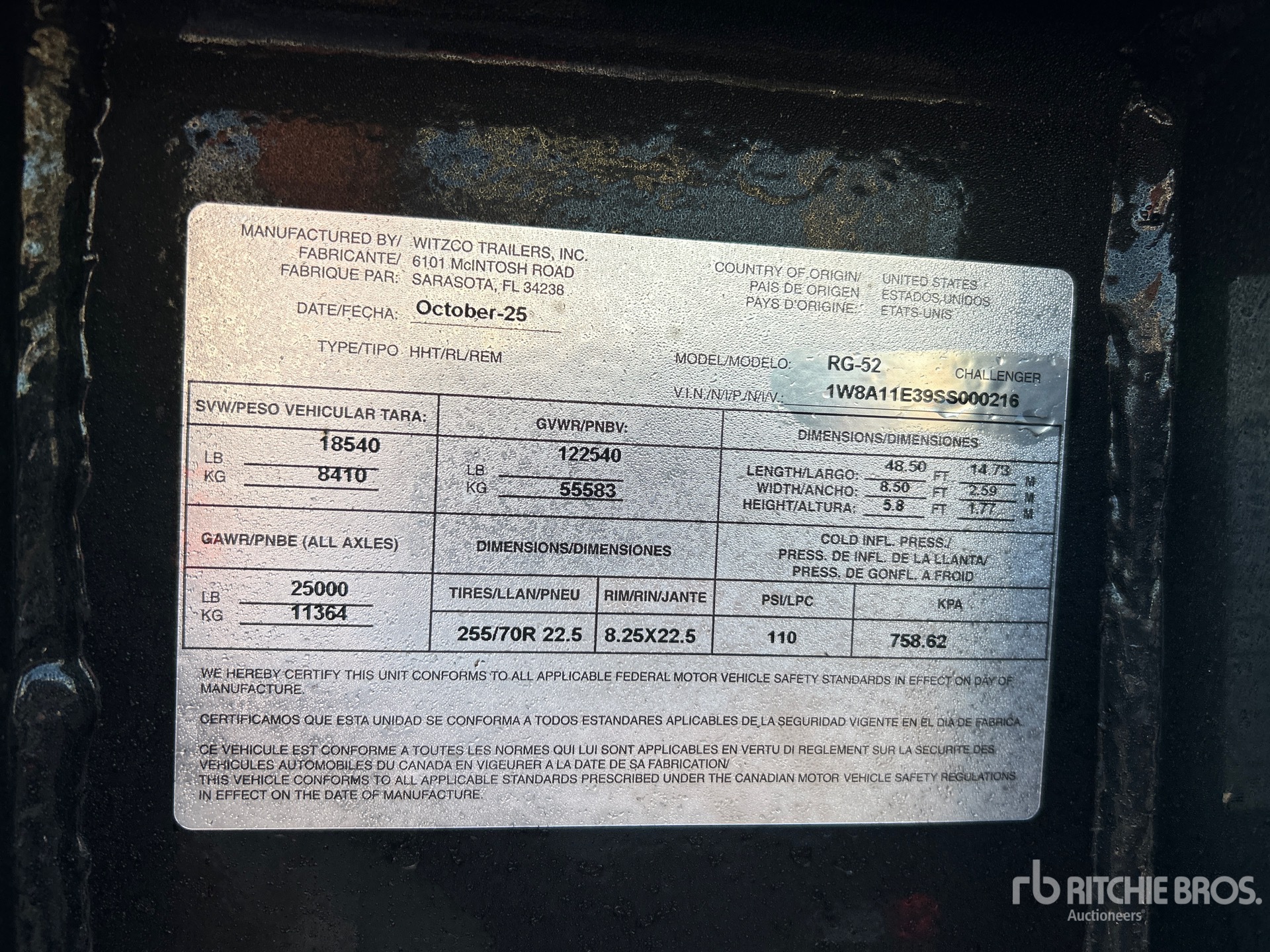 General Appearance with Serial Number / VIN