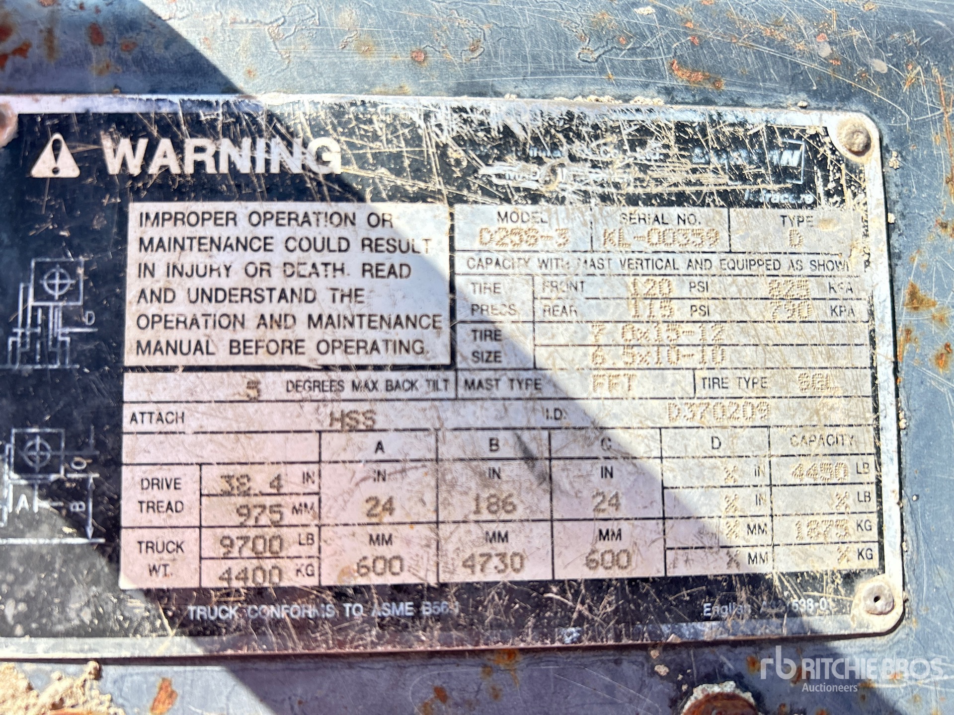General Appearance with Serial Number / VIN