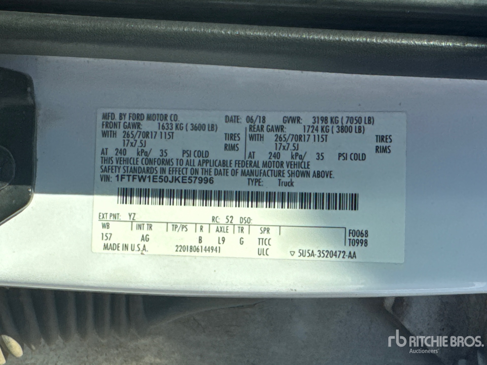 General Appearance with Serial Number / VIN