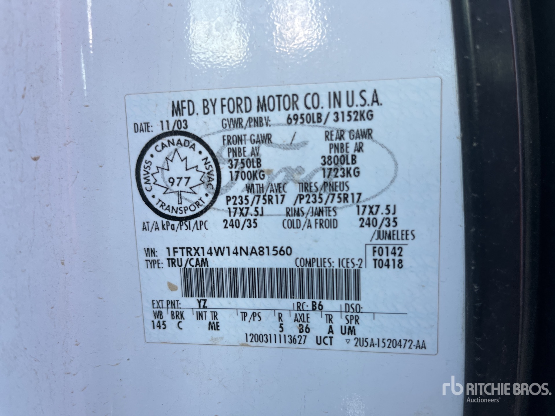 General Appearance with Numer seryjny/numer identyfikacyjny pojazdu