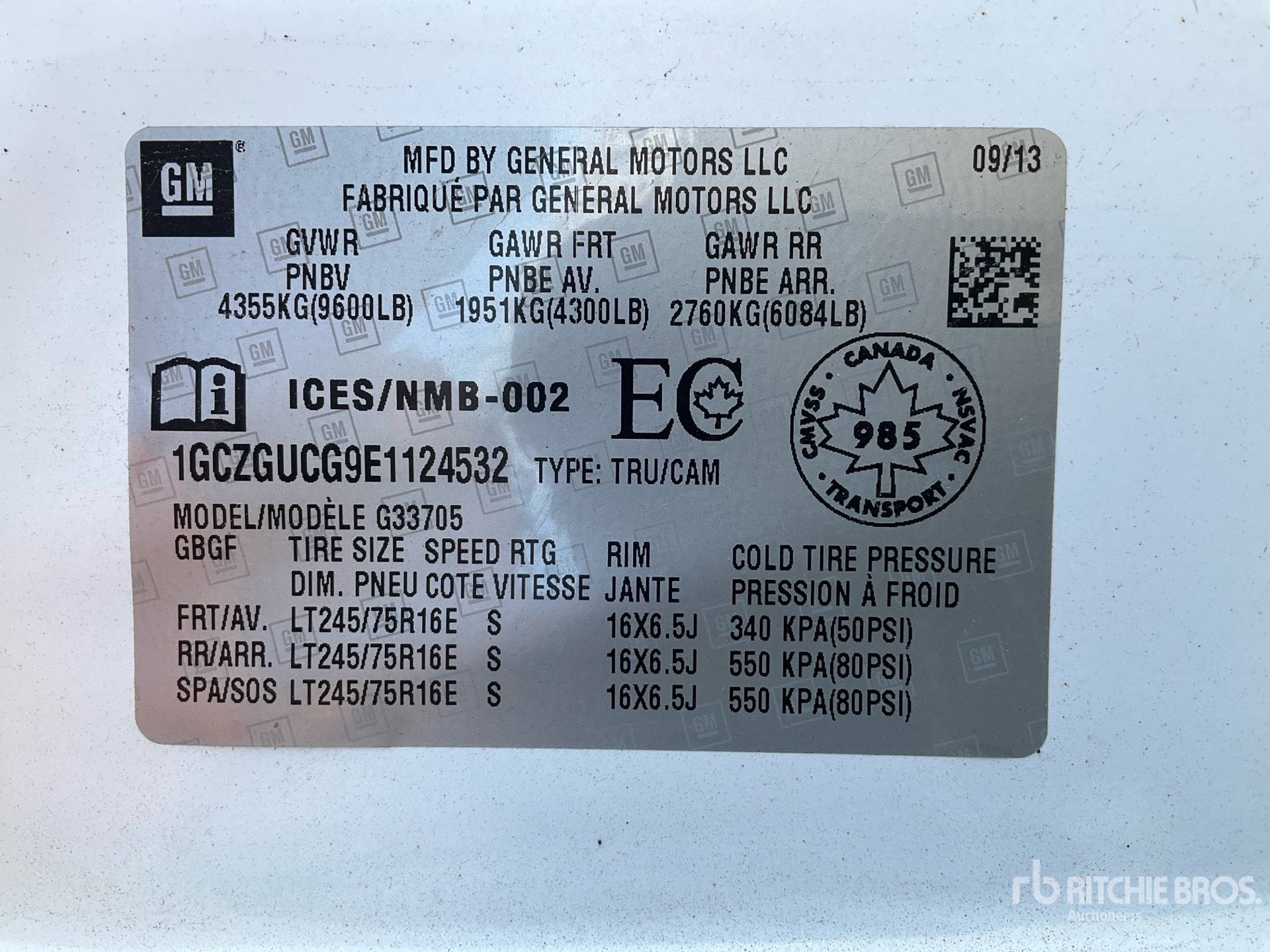 General Appearance with Serial Number / VIN