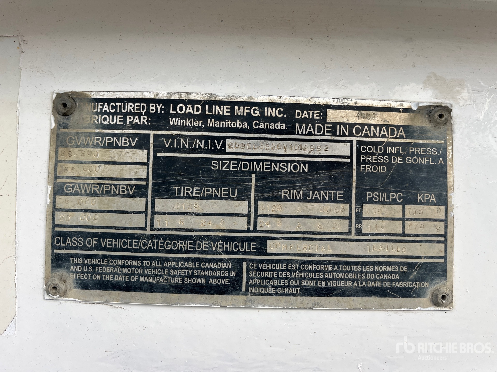 General Appearance with Serial Number / VIN