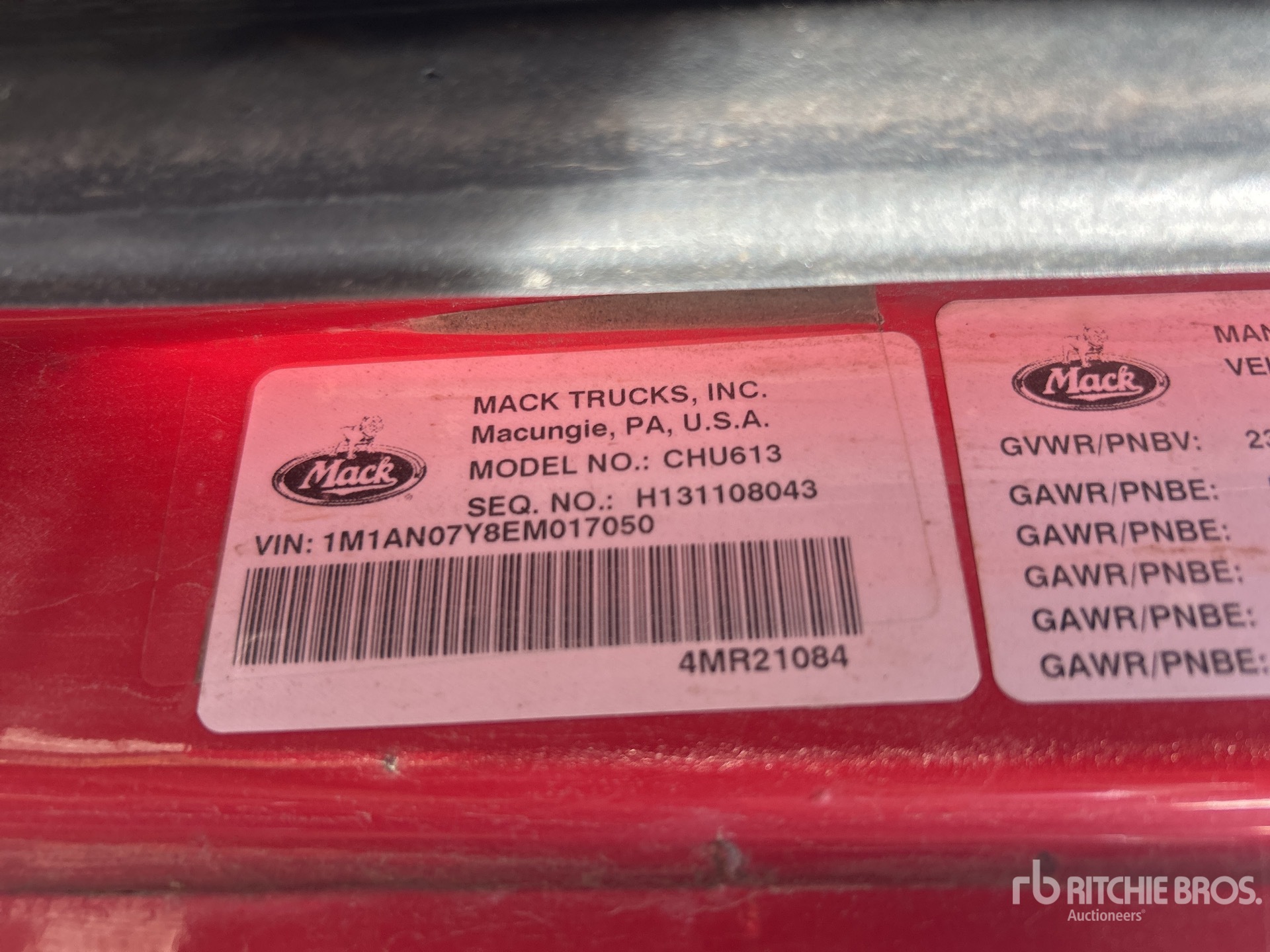 General Appearance with Serial Number / VIN
