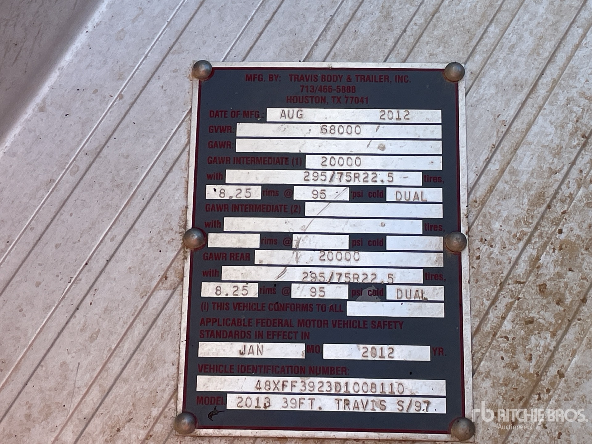 General Appearance with Serial Number / VIN