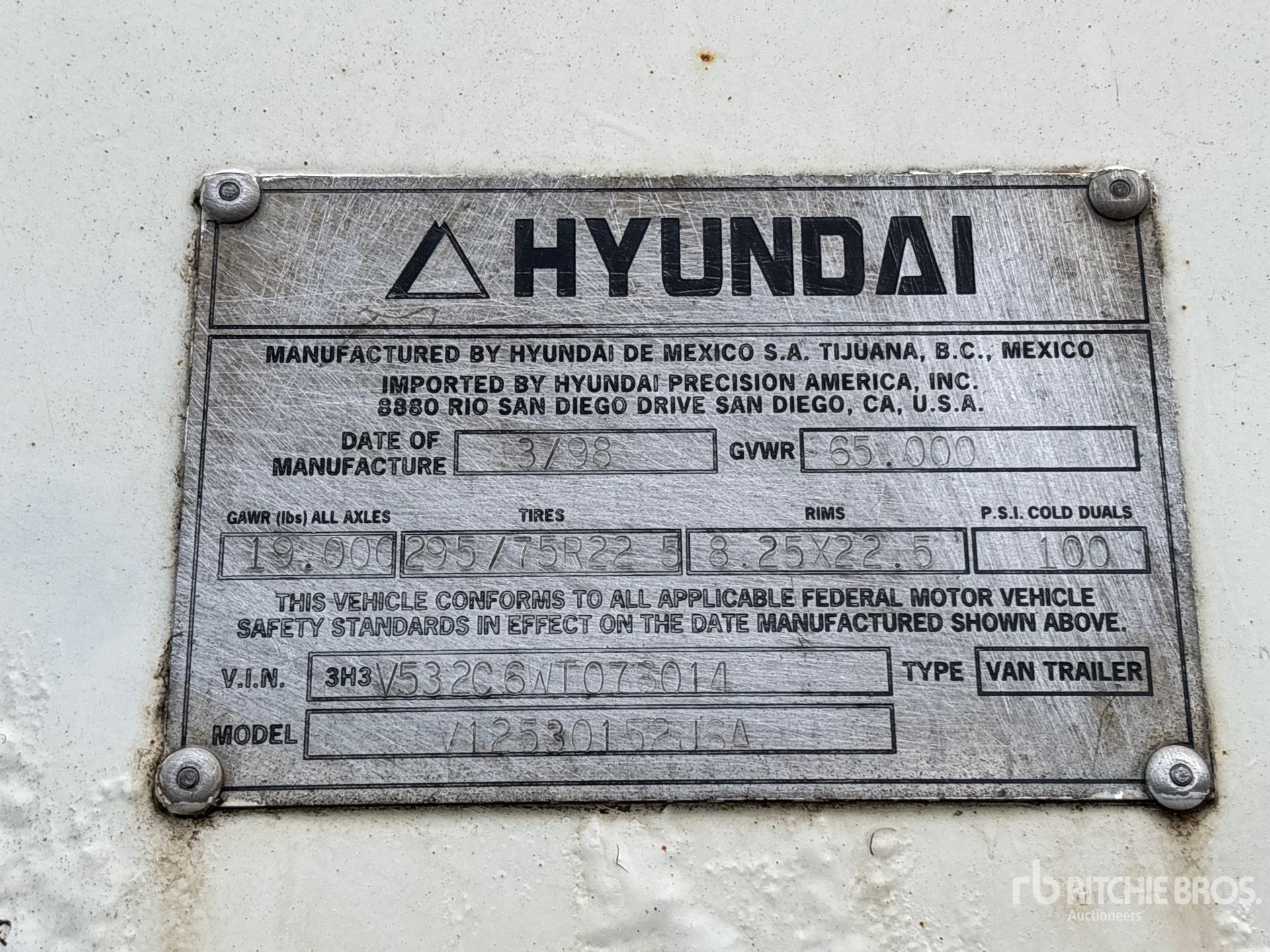 General Appearance with Serial Number / VIN