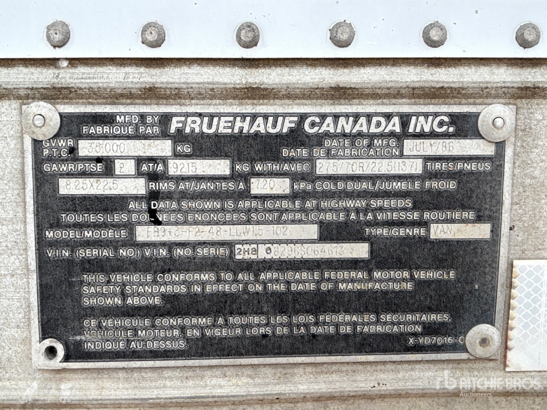 General Appearance with Serial Number / VIN