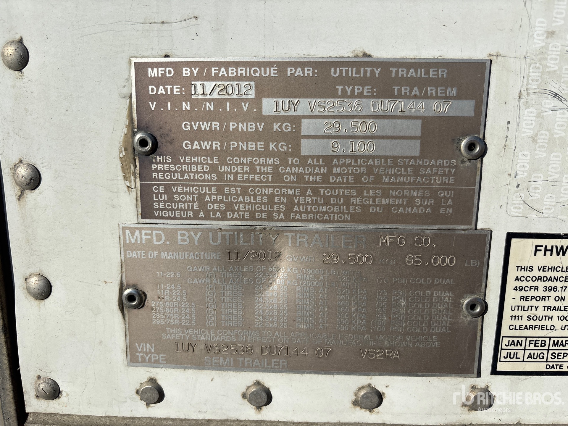 General Appearance with Serial Number / VIN