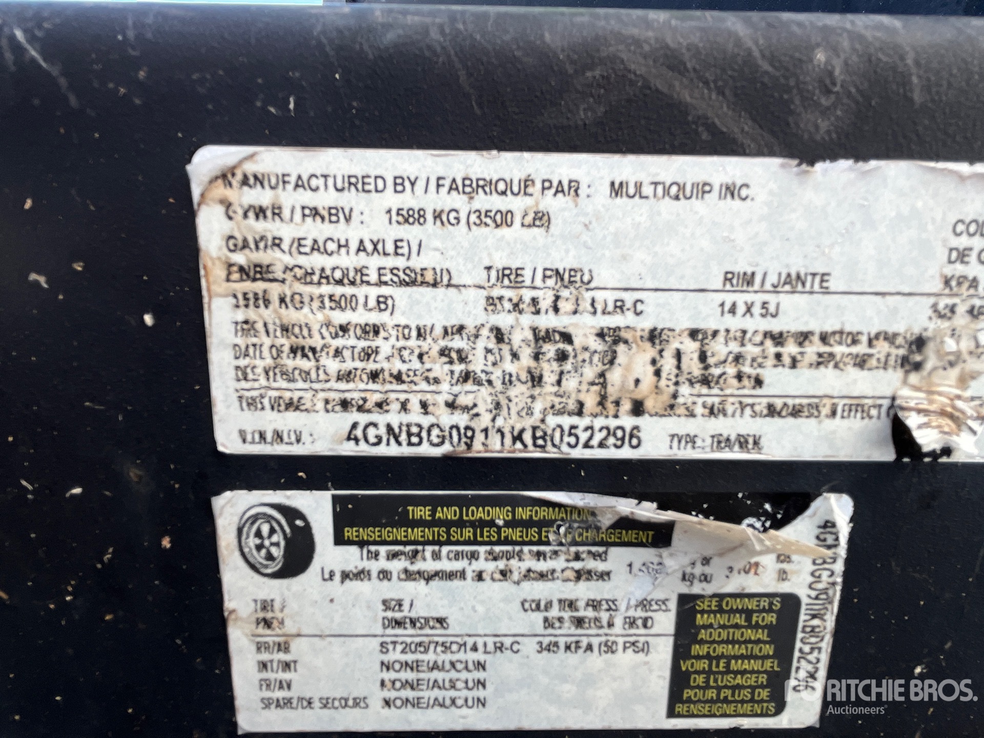 General Appearance with N.º de serie/VIN