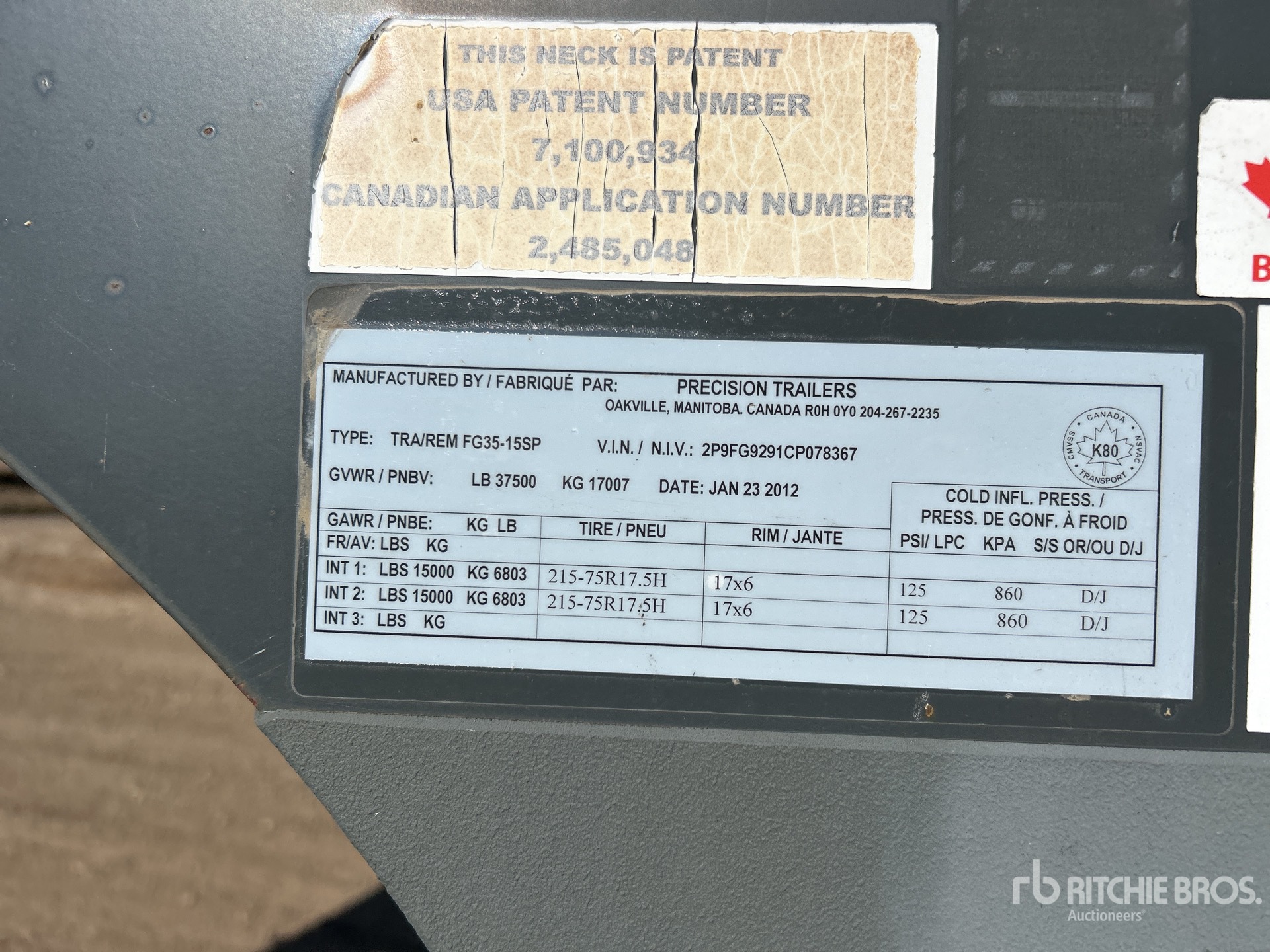 General Appearance with Serial Number / VIN