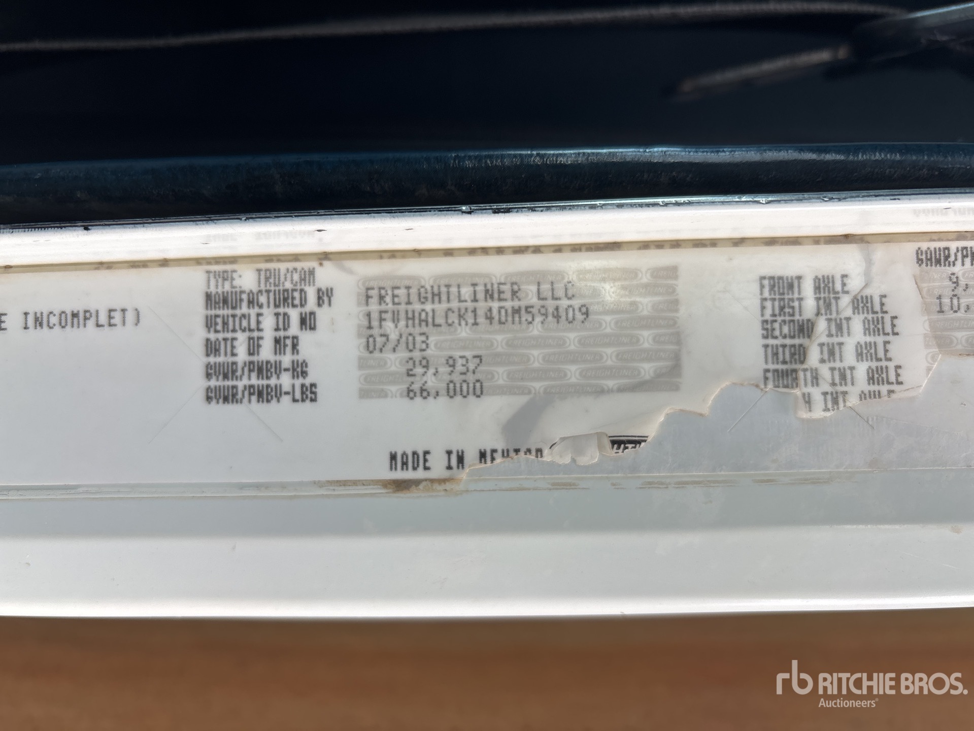 General Appearance with Serial Number / VIN