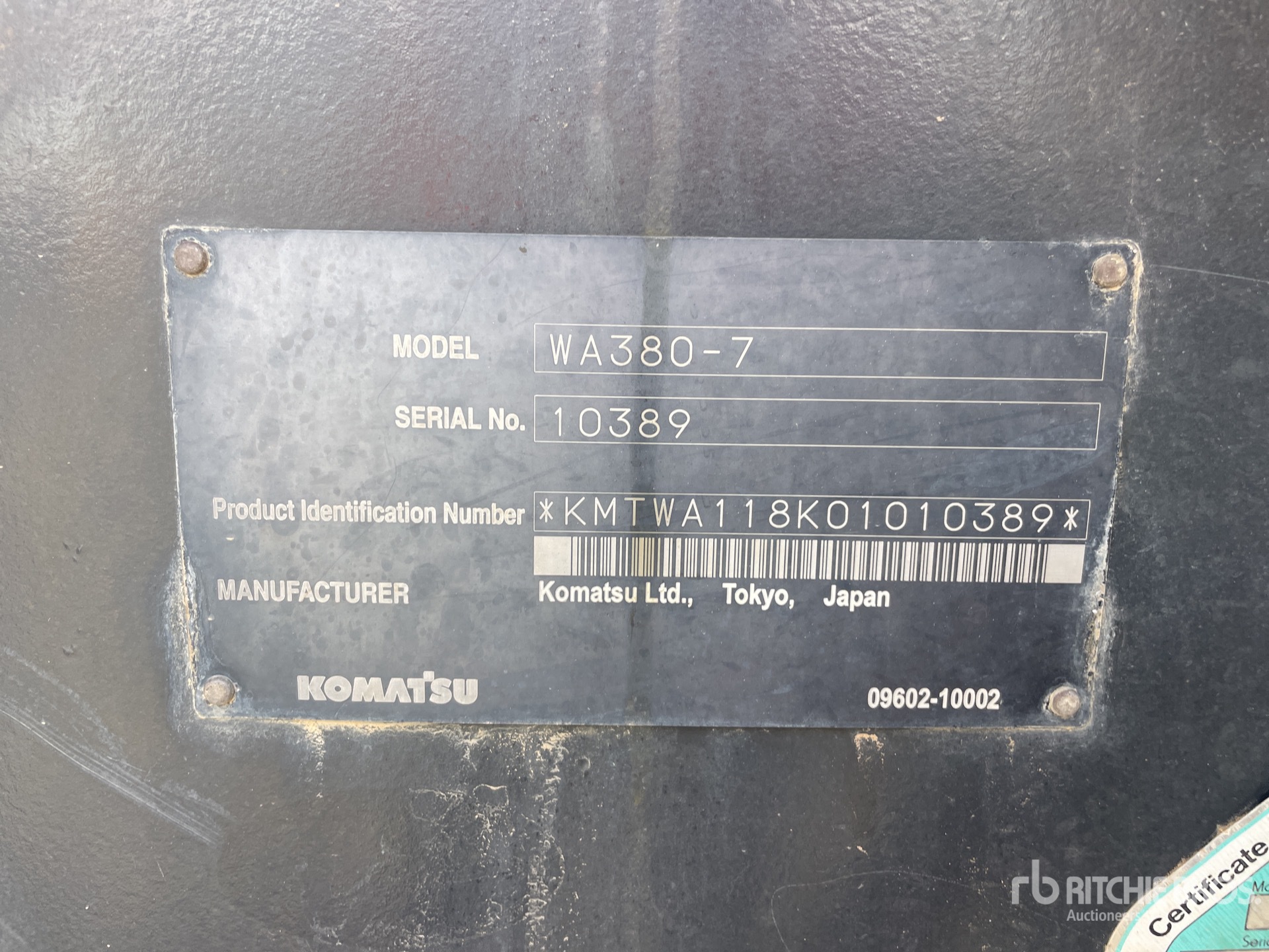 General Appearance with Serial Number / VIN