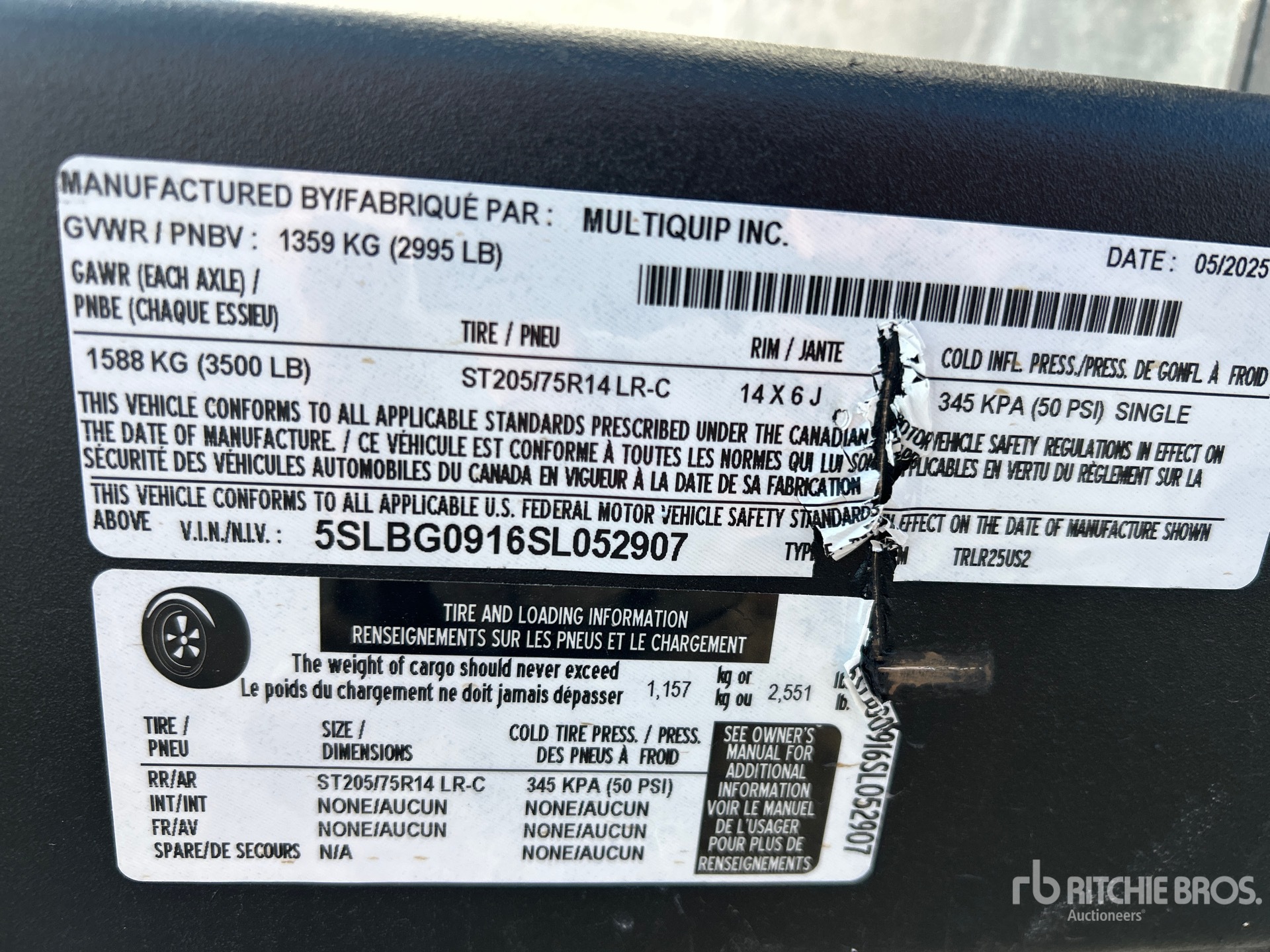 General Appearance with Serial Number / VIN